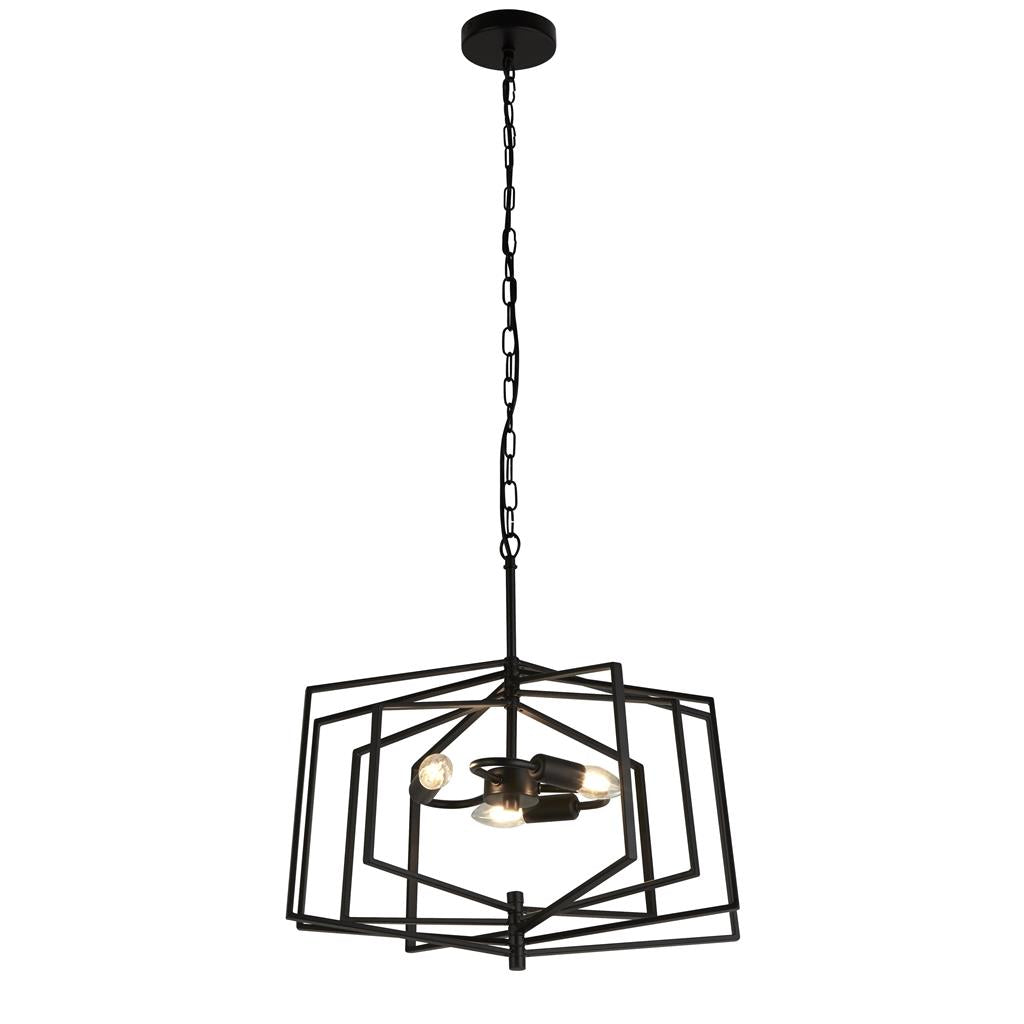 Searchlight Slinky 3Lt Metal Adjustable Matt Black Pendant 7793Bk