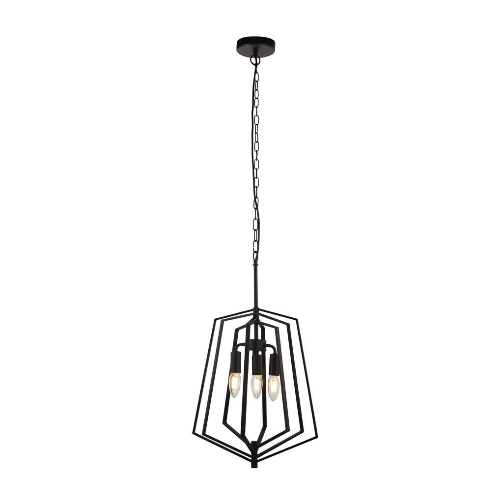 Searchlight Slinky 3Lt Metal Adjustable Matt Black Pendant 7973Bk