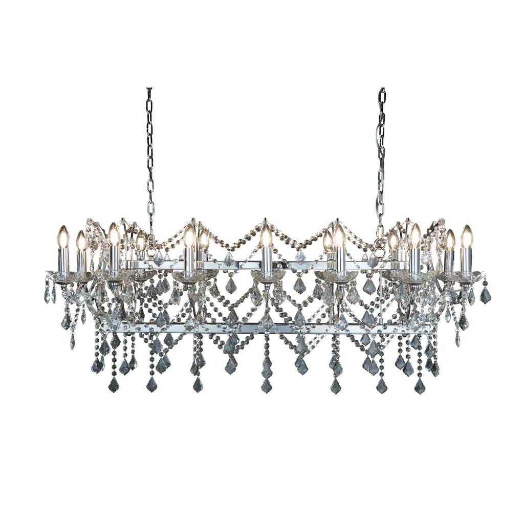 Searchlight Florence 14Lt Pendant Bar, Clear Crystal, Chrome 80614-14Cc
