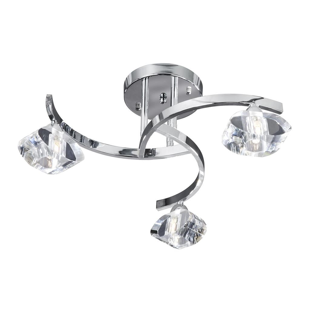 Searchlight Sculptured Ice Ii - 3Lt Cc Curve Semi Flush-Cl Glass 8083-3Cc