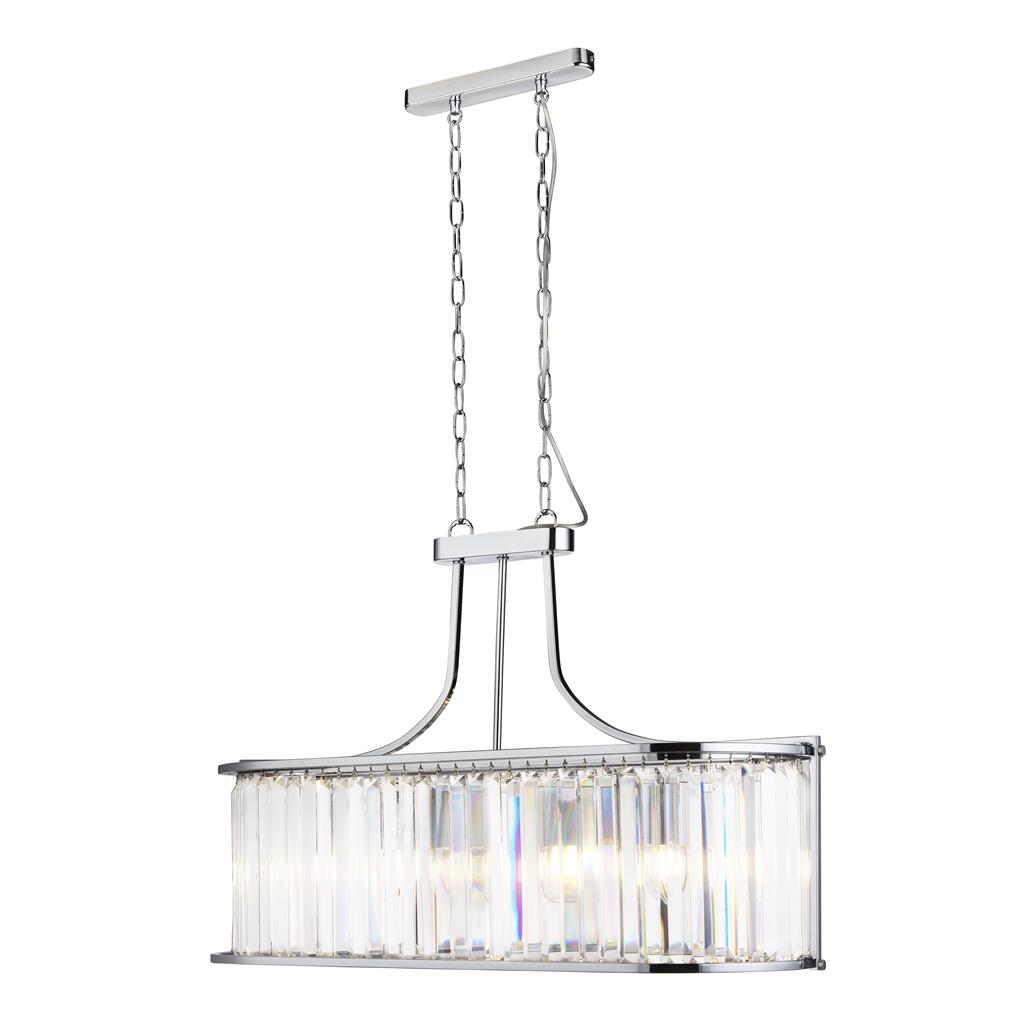 Searchlight Victoria 5Lt Oval Pendant, Chrome With Crystal Glass 8095-5Cc