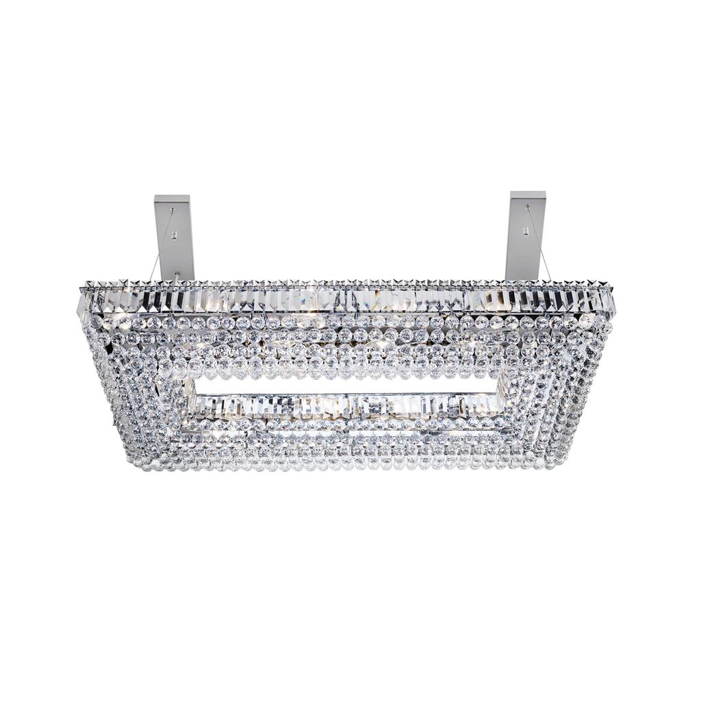 Searchlight Vesuvius - 26Lt Rectangle Crystal Ceiling, Chrome, Clear Coffin Drop Trim & Ball Drops 8382Cc