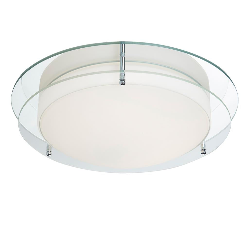 Searchlight Limerick Bathroom Flush Chrome Fitting, Mirror Backplate, Opal Glass 8803-36Cc