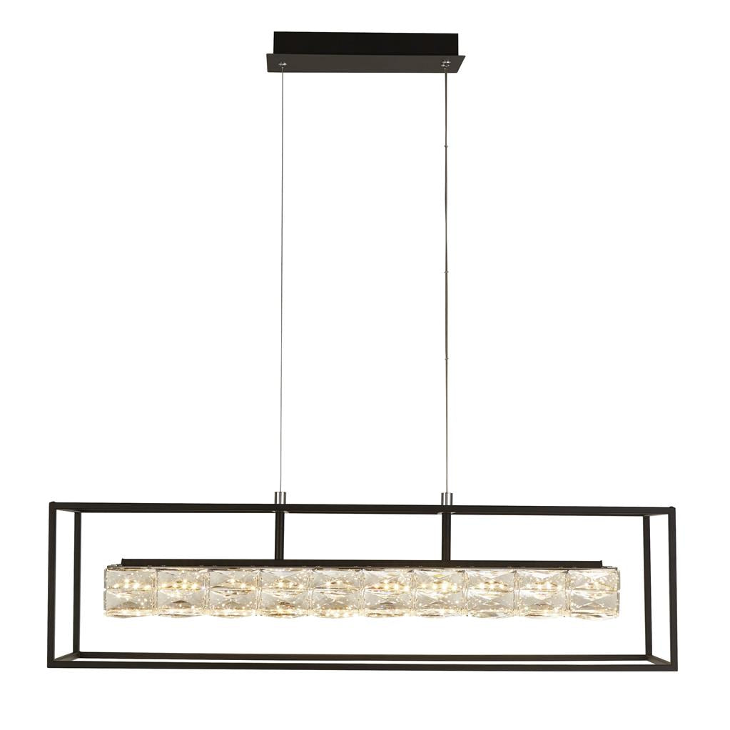 Searchlight Elevator Led Crystal Pendant With Matt Black Frame. Dimmable 89562Bk