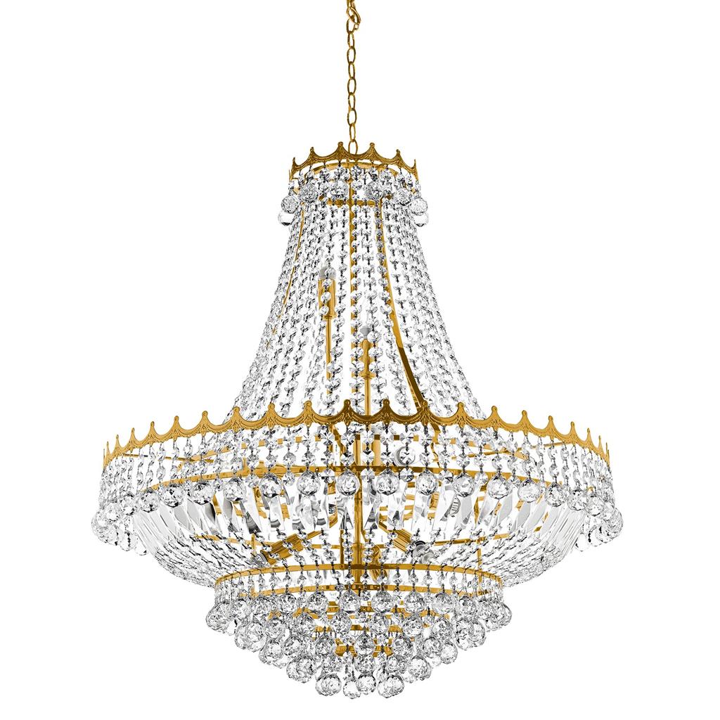 Searchlight Versailles - 13Lt (Dia 82Cm) Clear Crystal Chandelier, Gold Frame 9112-82Go