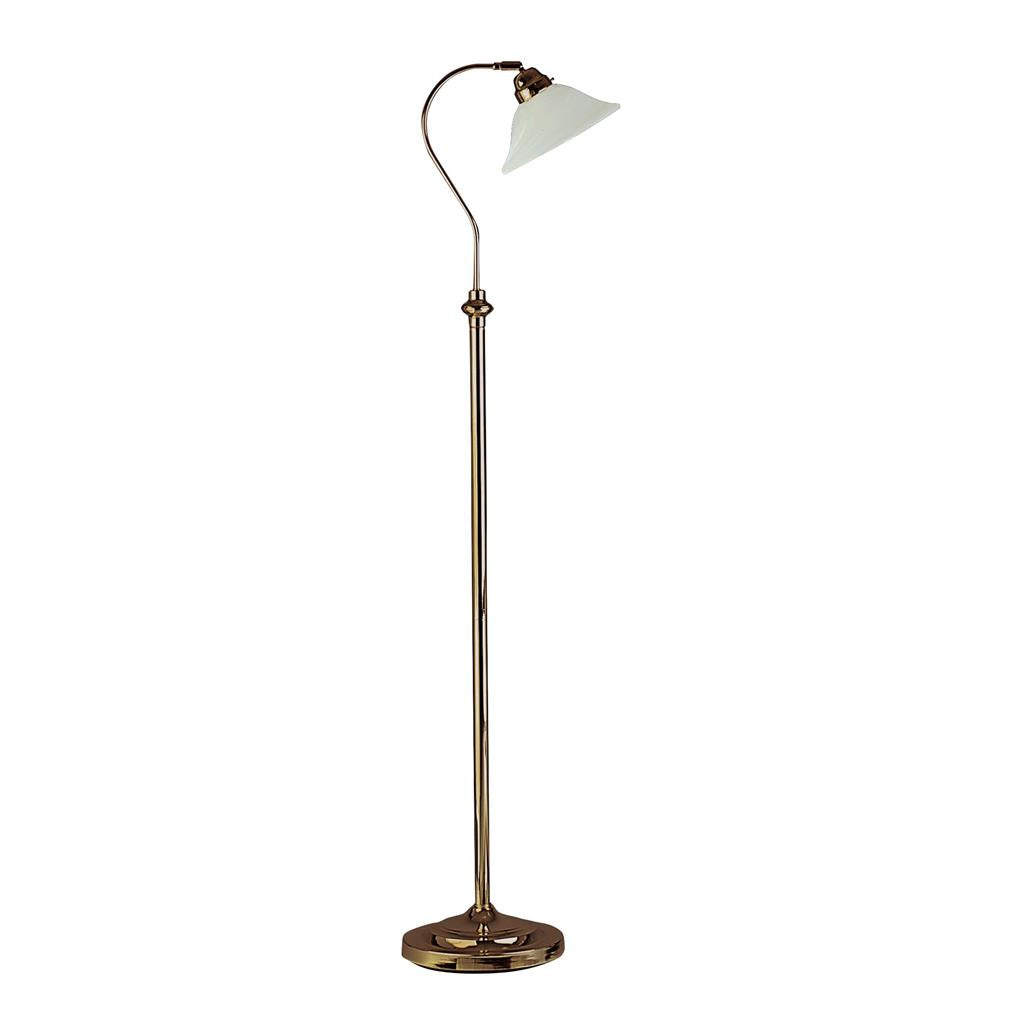 Searchlight Adjustable Floor Lamp - Ant/Brass Cw Scavo Glass 9122Ab