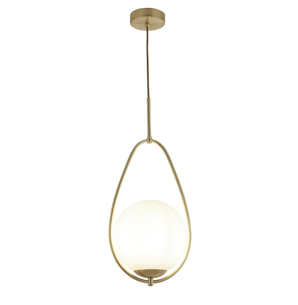 Searchlight Avalon 1Lt Ball Pendant, Gold With Matt Opal Glass 9171-1Go