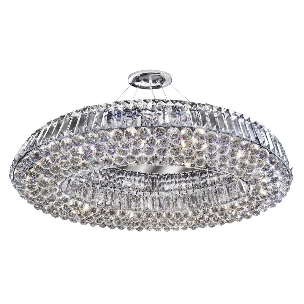 Searchlight Vesuvius - Oval 10Lt Ceiling, Chrome With Clear Crystal Coffins Trim & Ball Drops 9291Cc