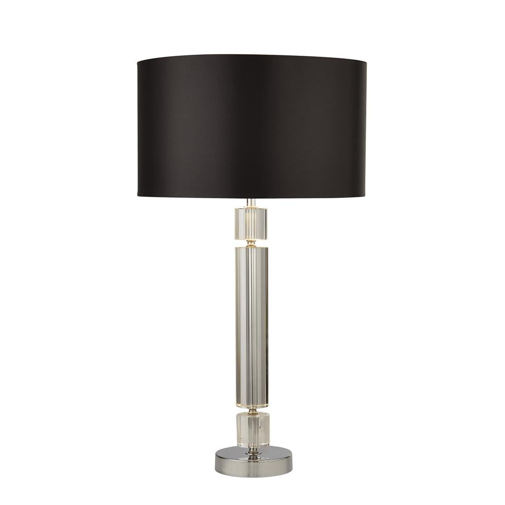 Searchlight Kylie Chrome/Glass Table Lamp With Black Shade Silver Inner 9387Cc