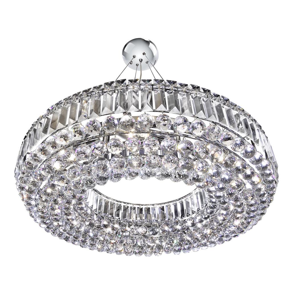 Searchlight Vesuvius - Circular 10Lt Ceiling, Chrome With Clear Crystal Coffins Trim & Ball Drops 9392Cc