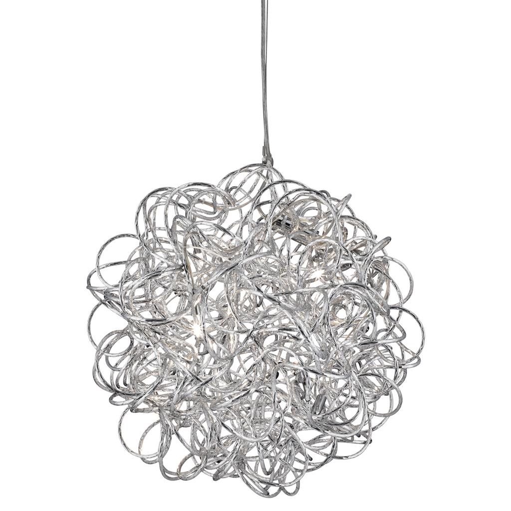 Searchlight Scribble - 6Lt Pendant, Diamond Cut Tangled Aluminium 9432