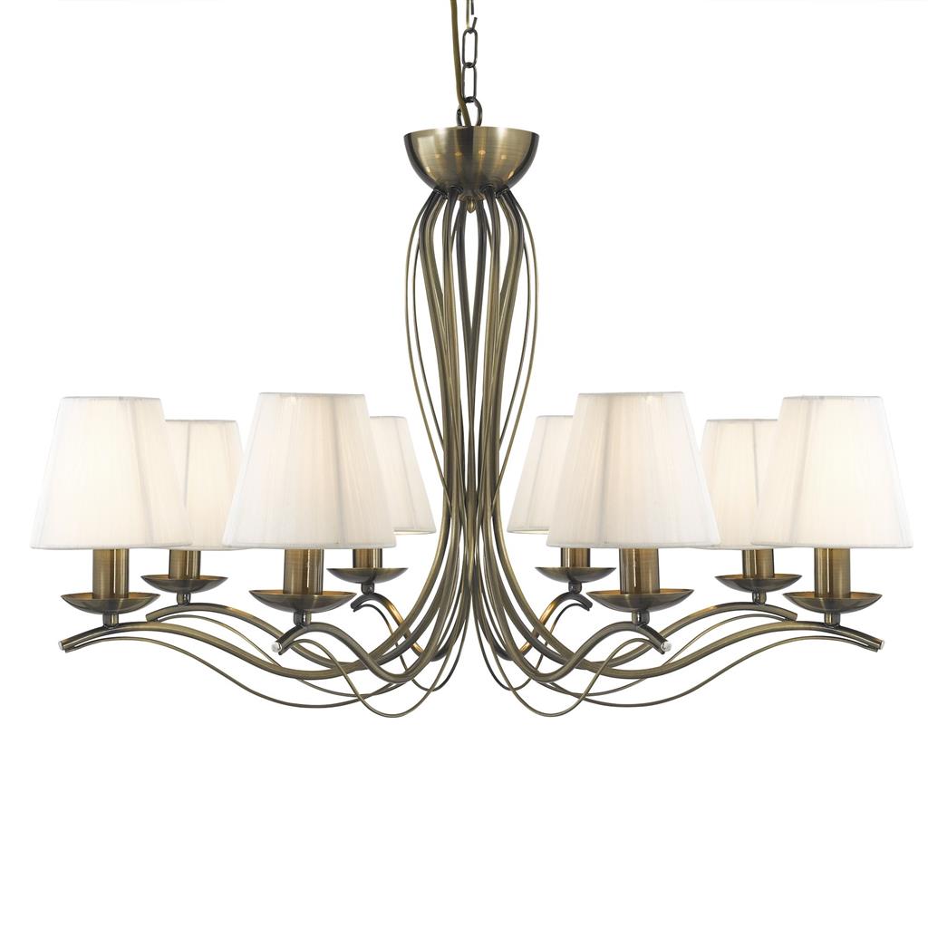 Searchlight Andretti - 8Lt Ceiling, Antique Brass, Cream String Shades 9828-8Ab