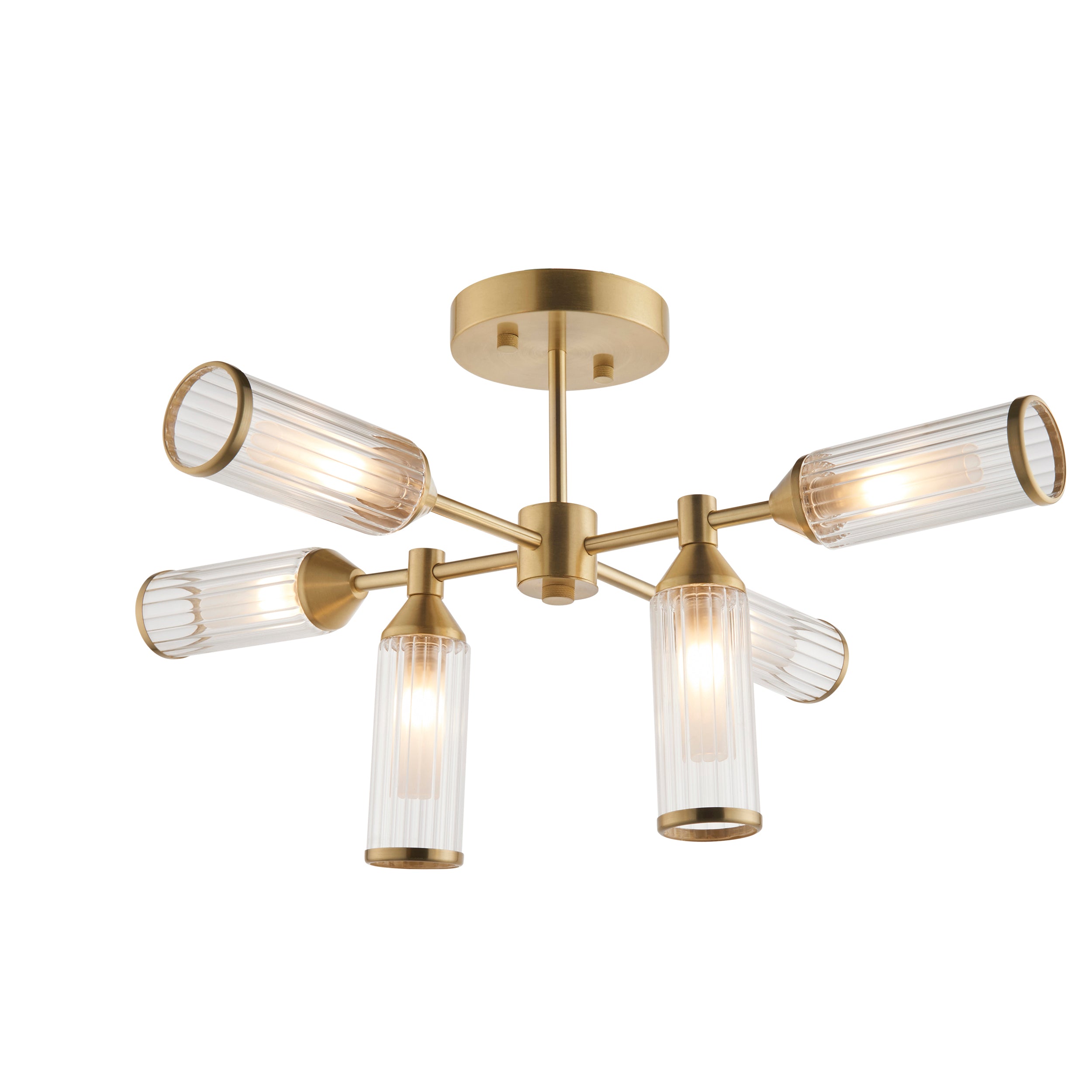 Lightologist Satin brass plate with clear & frosted glass Multi arm glass Semi flush Light WIN1392213
