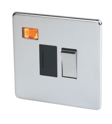 Crabtree Platinum Satin Chrome 13A Switched Fuse Spur with Neon 7832/3SC