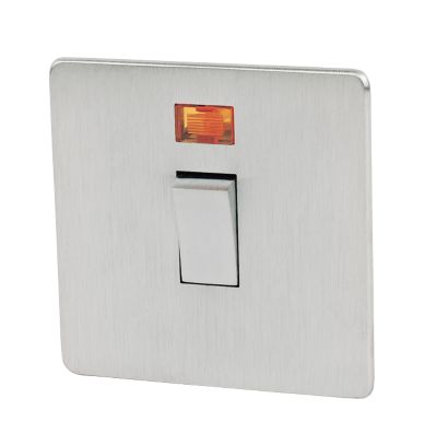 Crabtree Platinum Satin Chrome 20 Amp Double Pole Switch 7011/3SC