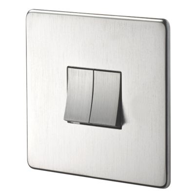 Crabtree Platinum Satin Chrome 2 Gang Light Switch 7172/SC