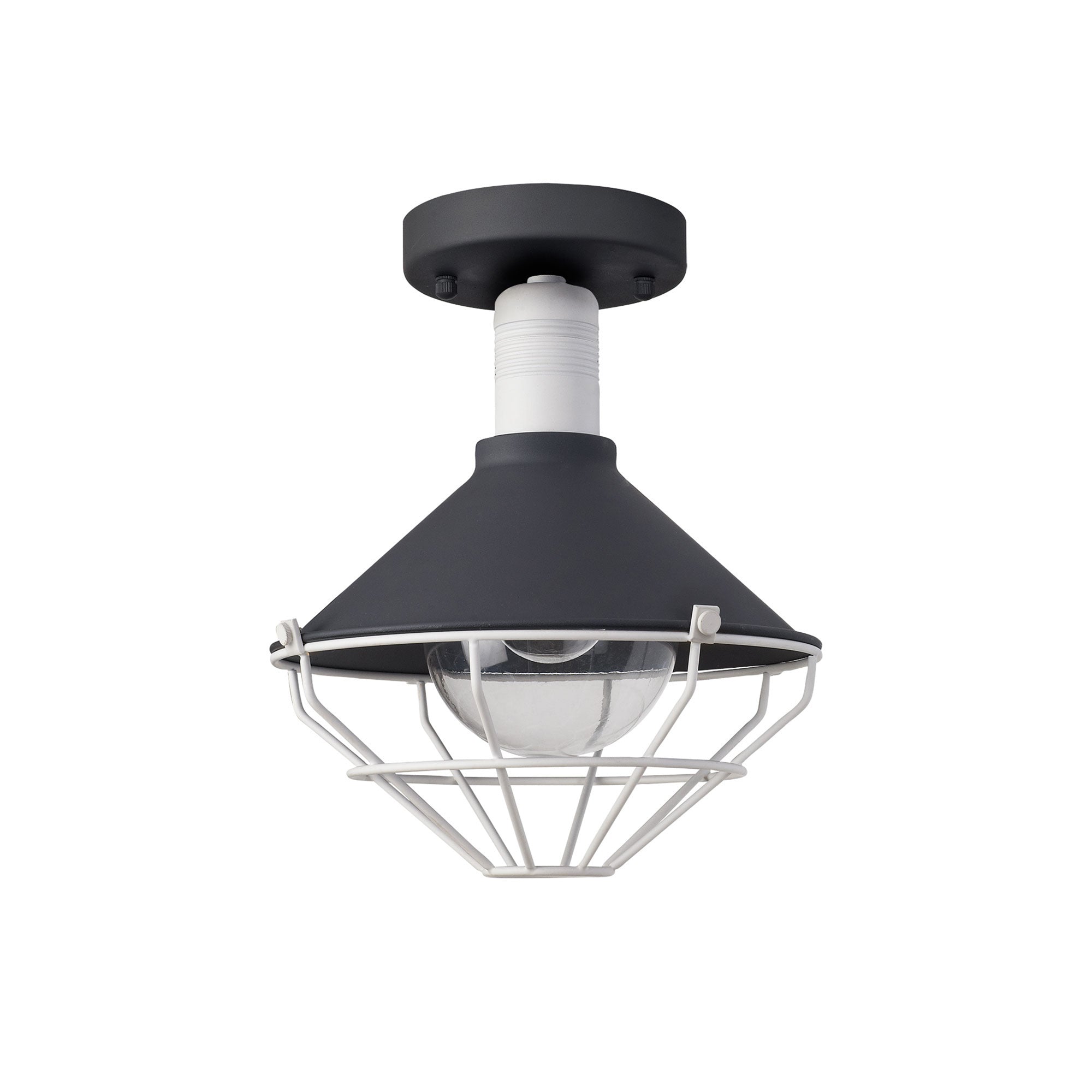 Anika Semi-Flush Ceiling, 1 Light E27, IP65, Anthracite/Matt White, 2yrs Warranty