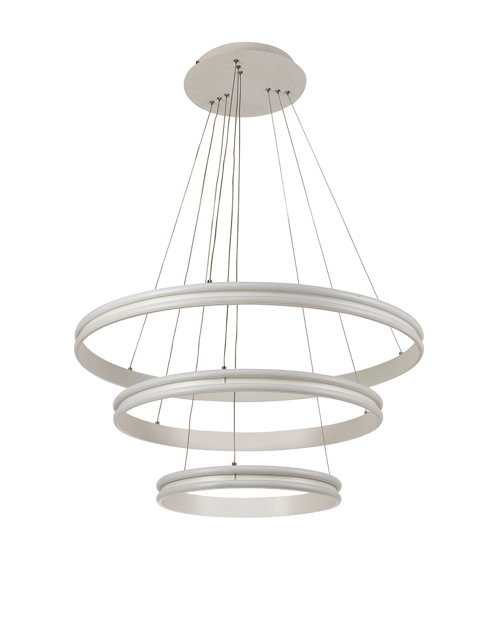 Augur Pendant, 3 Light 50W,30W,20W LED, 4000K, 5470lm, Dimmable, Matt White, 3yrs Warranty