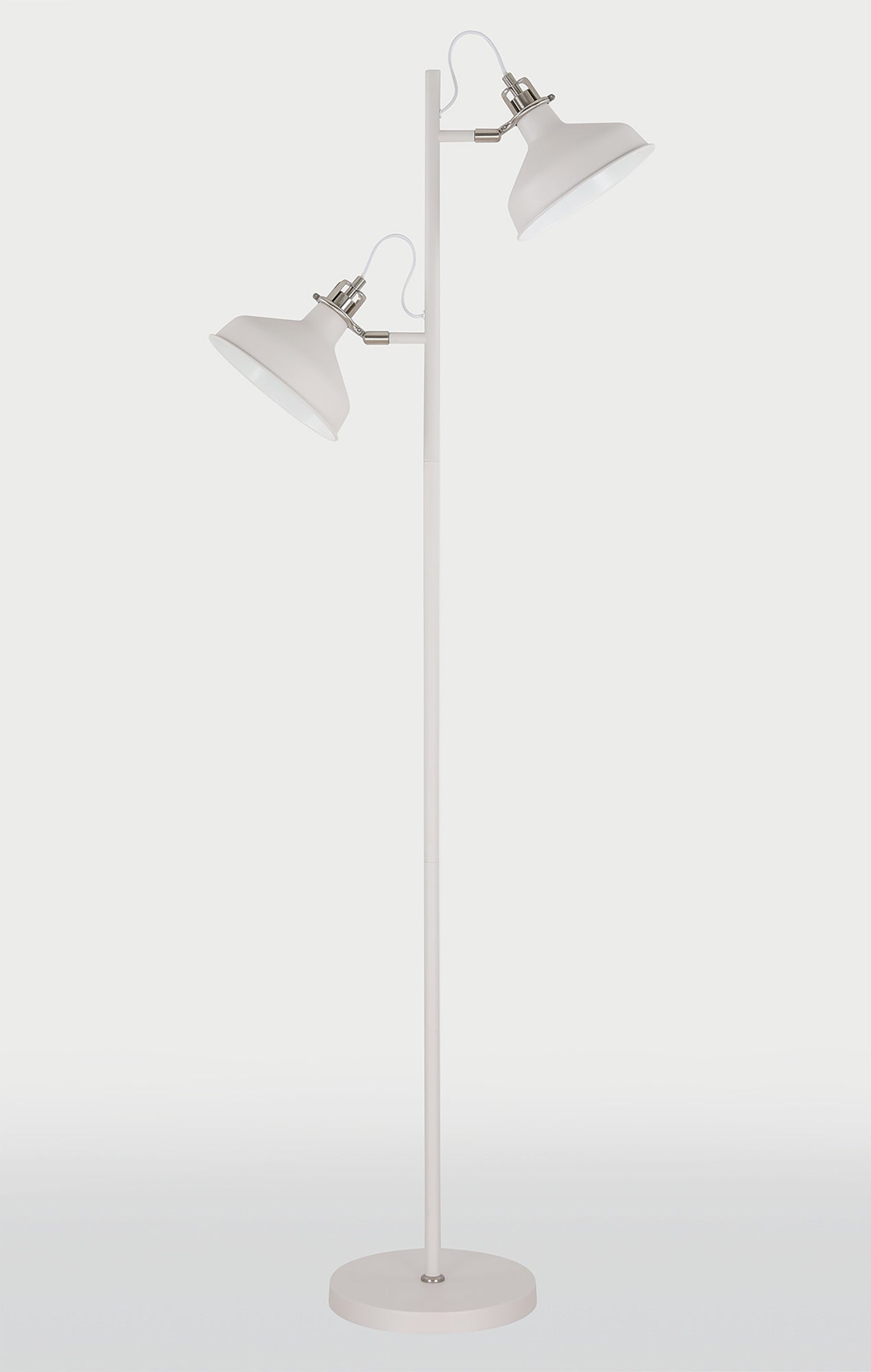 Banker Floor Lamp, 2 x E27, Sand White/Satin Nickel/White