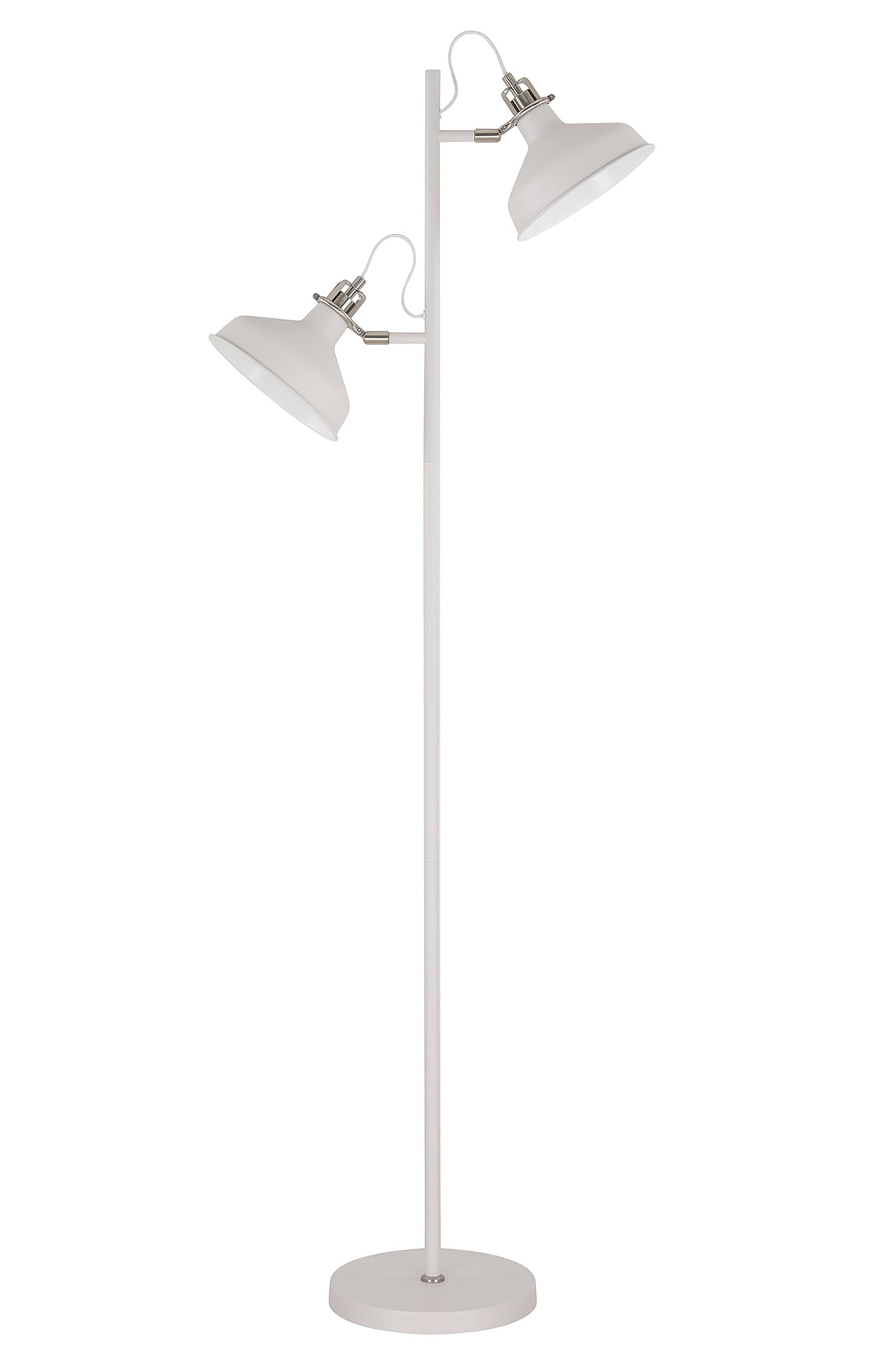 Banker Floor Lamp, 2 x E27, Sand White/Satin Nickel/White