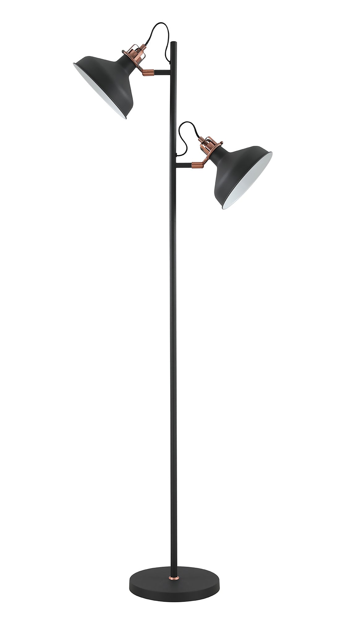 Banker Floor Lamp, 2 x E27, Sand Back/Copper/White LO177223