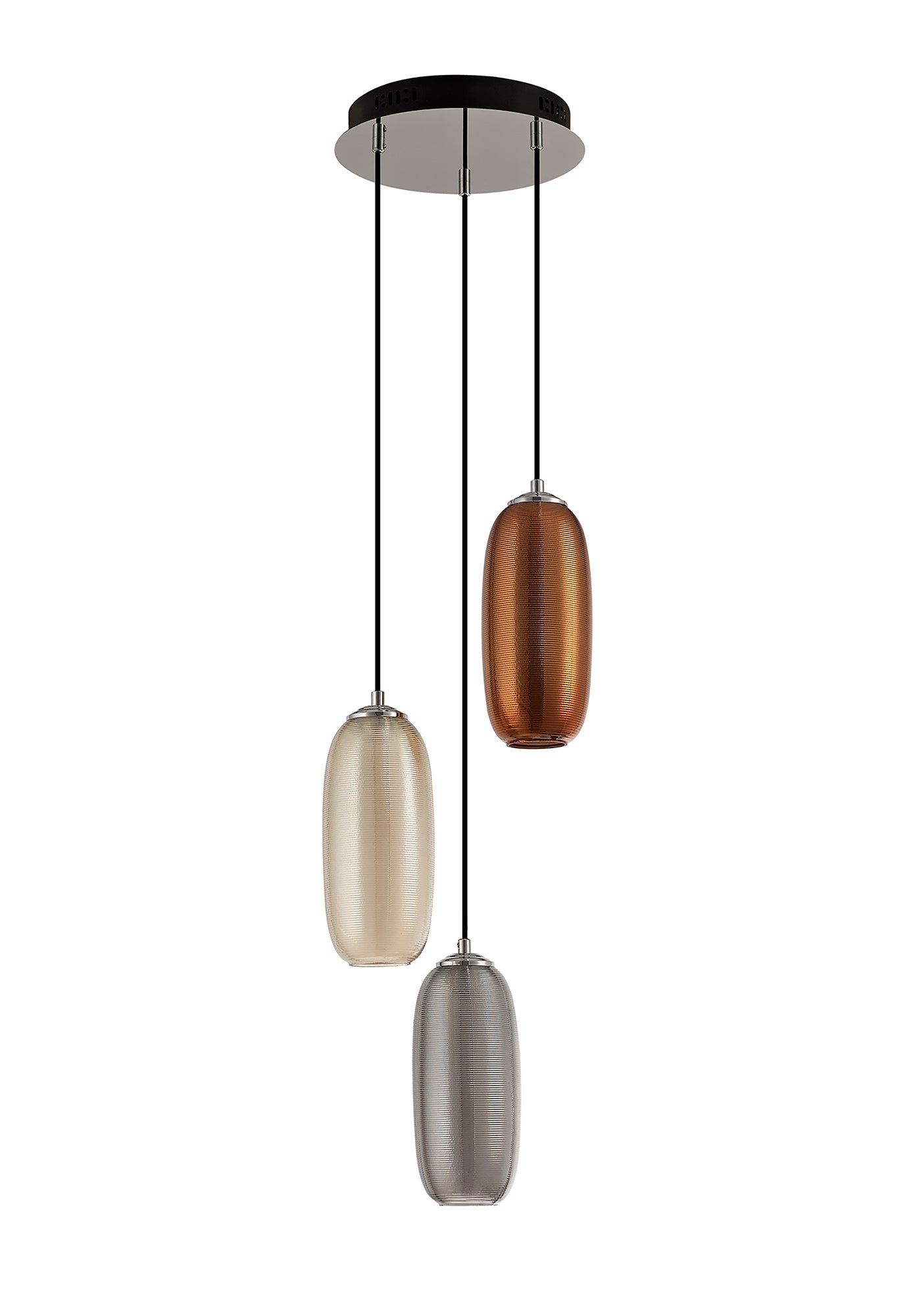 Barton Multiple Pendant, 3 x 8W LED, 4000K, 2160lm, Smoked, Copper & Champagne/Black, 3yrs Warranty