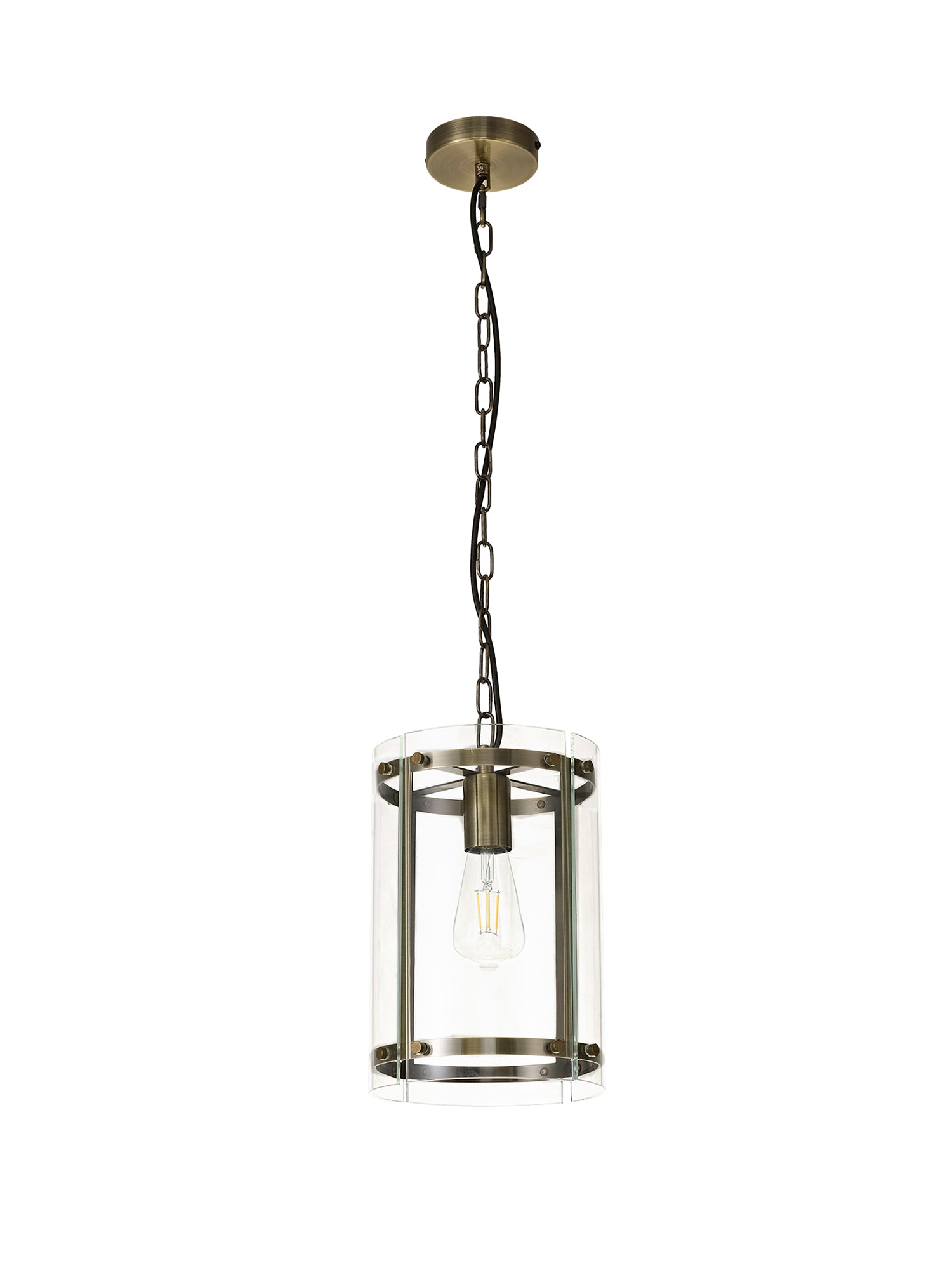 Camden Pendant, 1 Light E27, Antique Brass