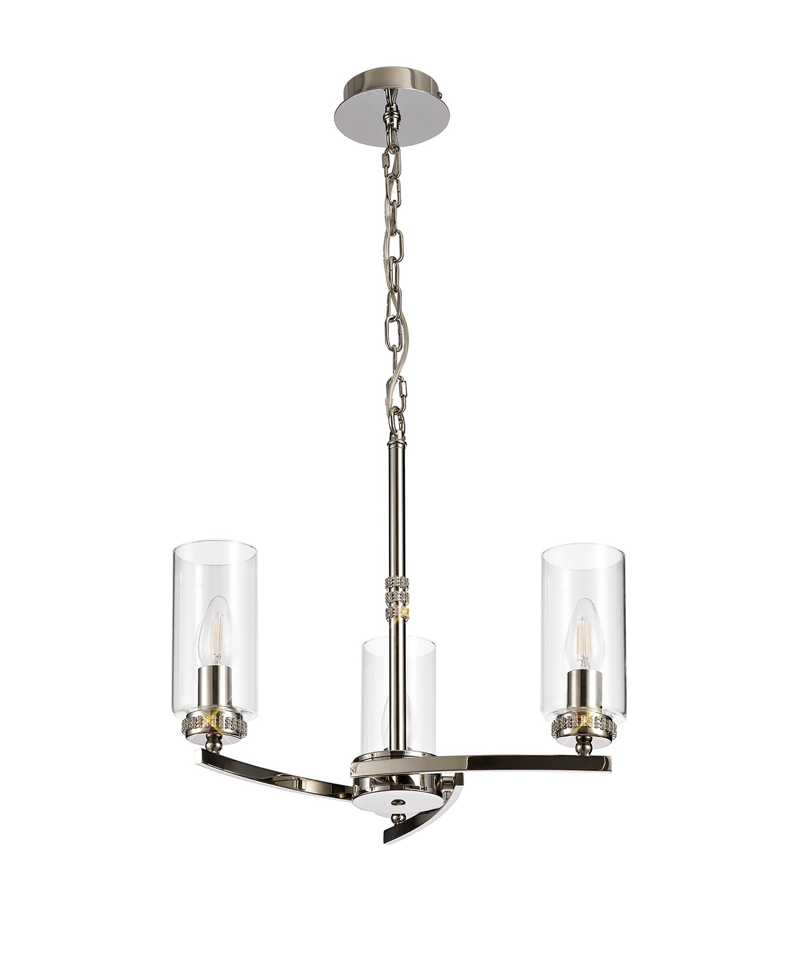 Darlington Pendant/Semi Ceiling, 3 x E14, Polished Nickel