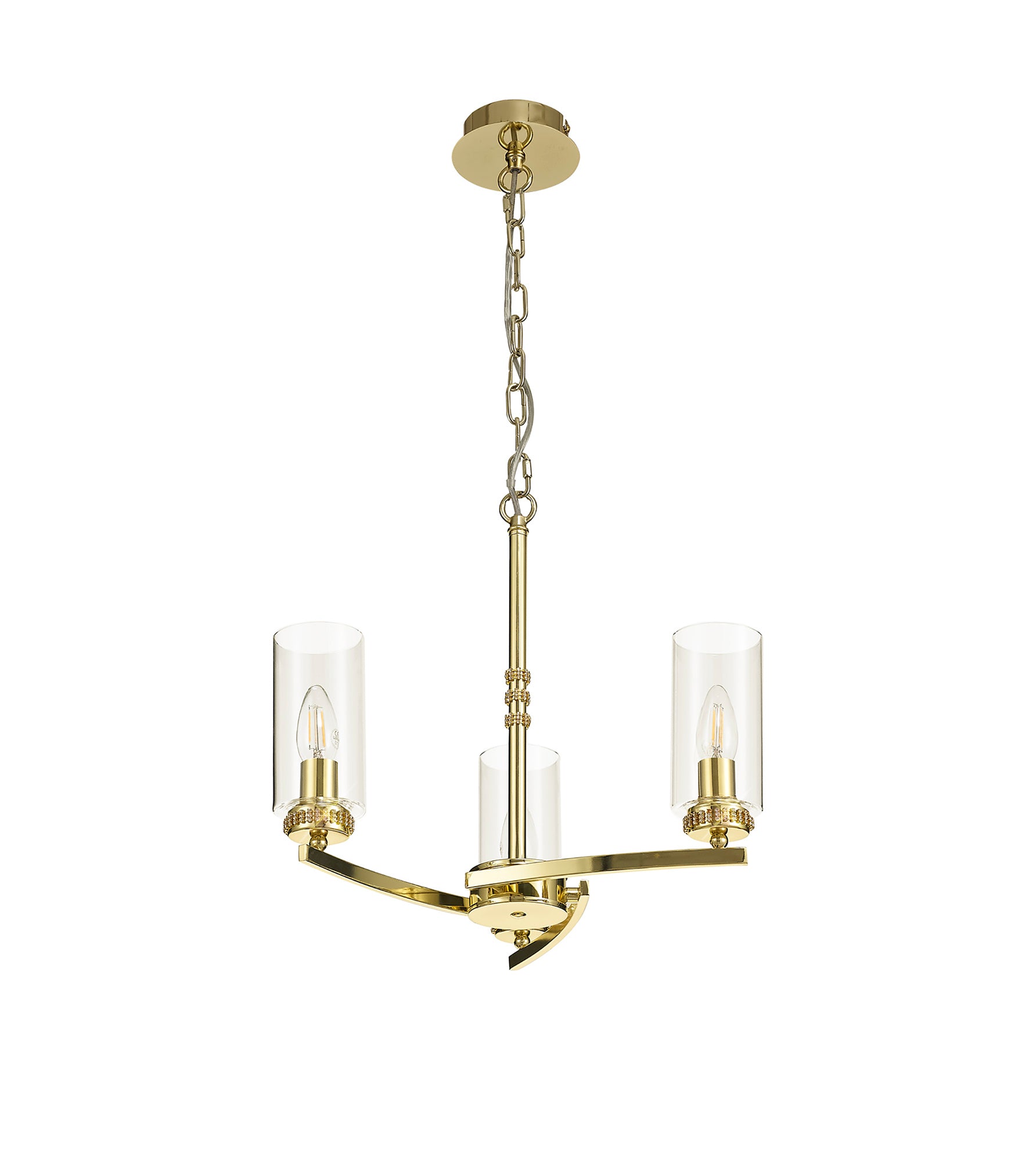 Darlington Pendant/Semi Ceiling, 3 x E14, Polished Gold