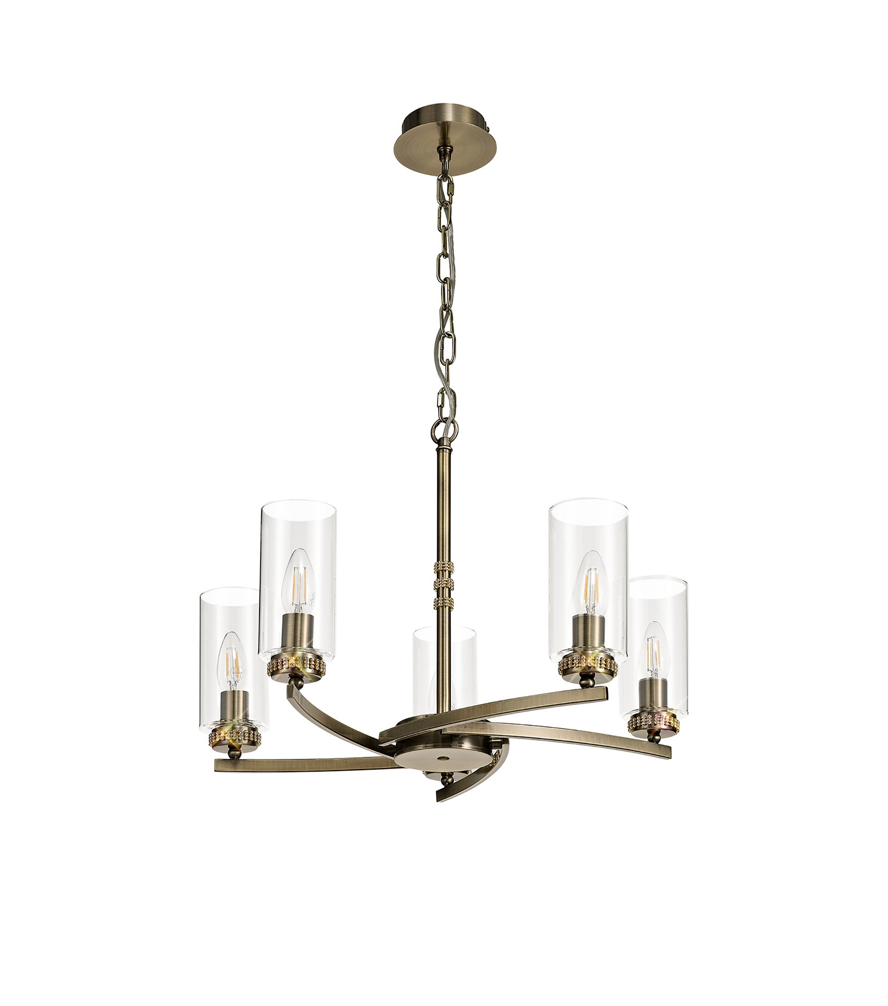 Darlington Pendant/Semi Ceiling, 5 x E14, Antique Brass
