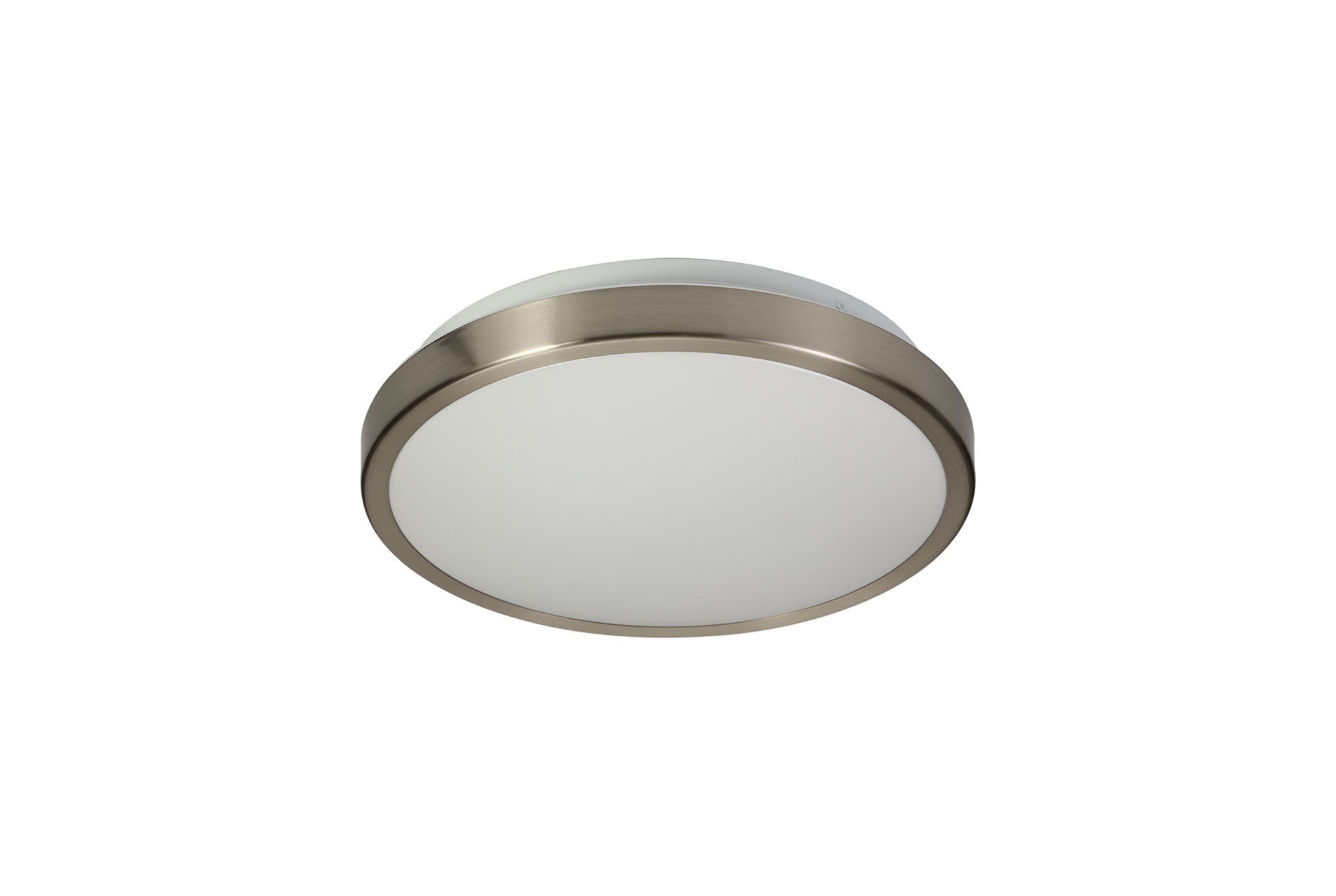 Eleganza Ceiling, 1 x 12W LED, 4000K, 565lm, IP44, Satin Nickel/White, 3yrs Warranty LO177563