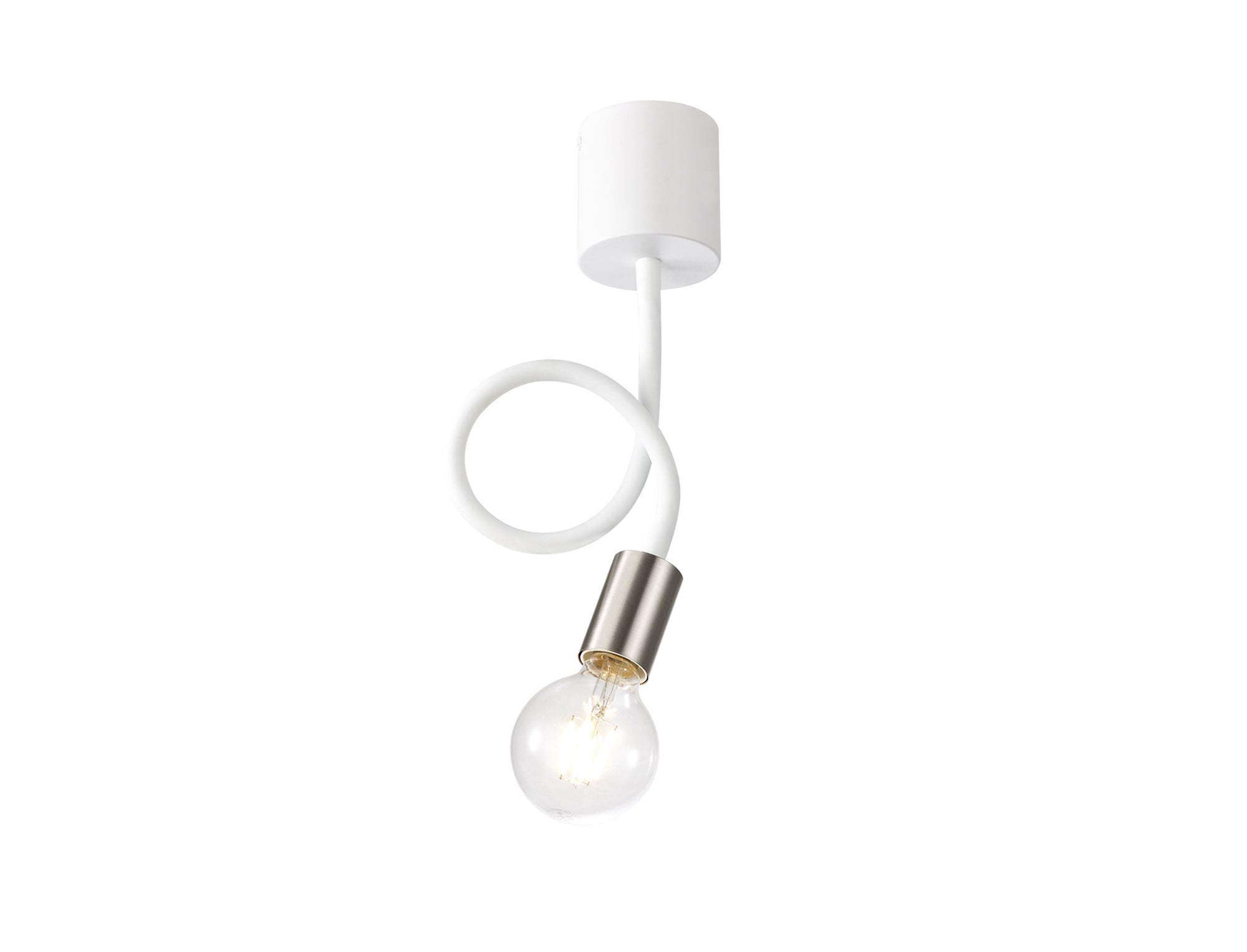 Lightologist Fini Flexible Ceiling 1 Light E27 Satin White/Satin Nickel LO176503