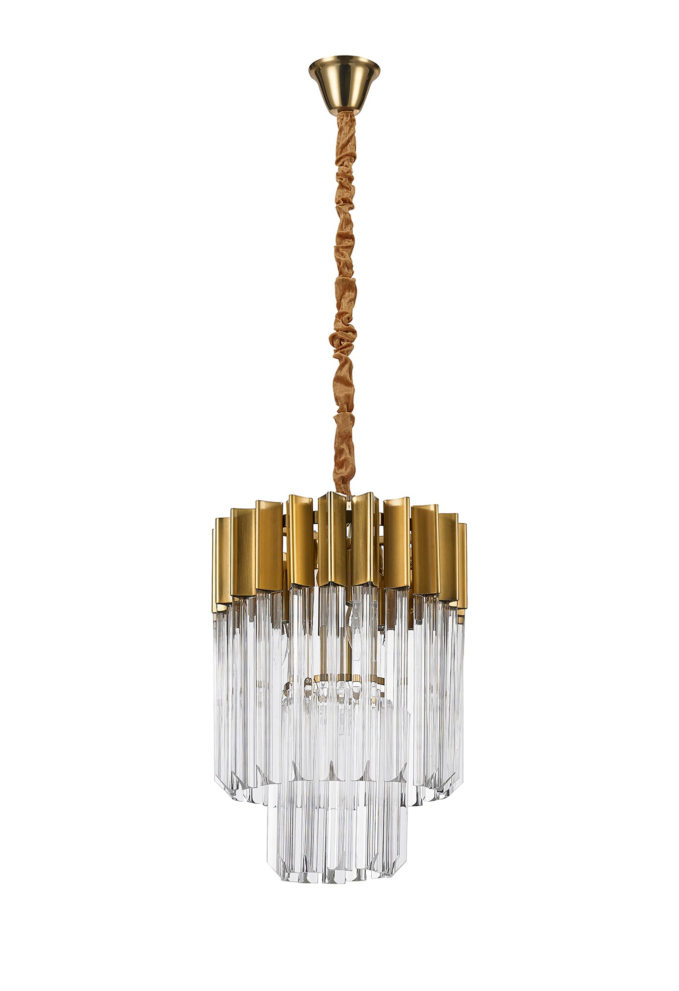 Knightsbridge Pendant Round 4 Light E14, Brass/Clear Glass - LO173513