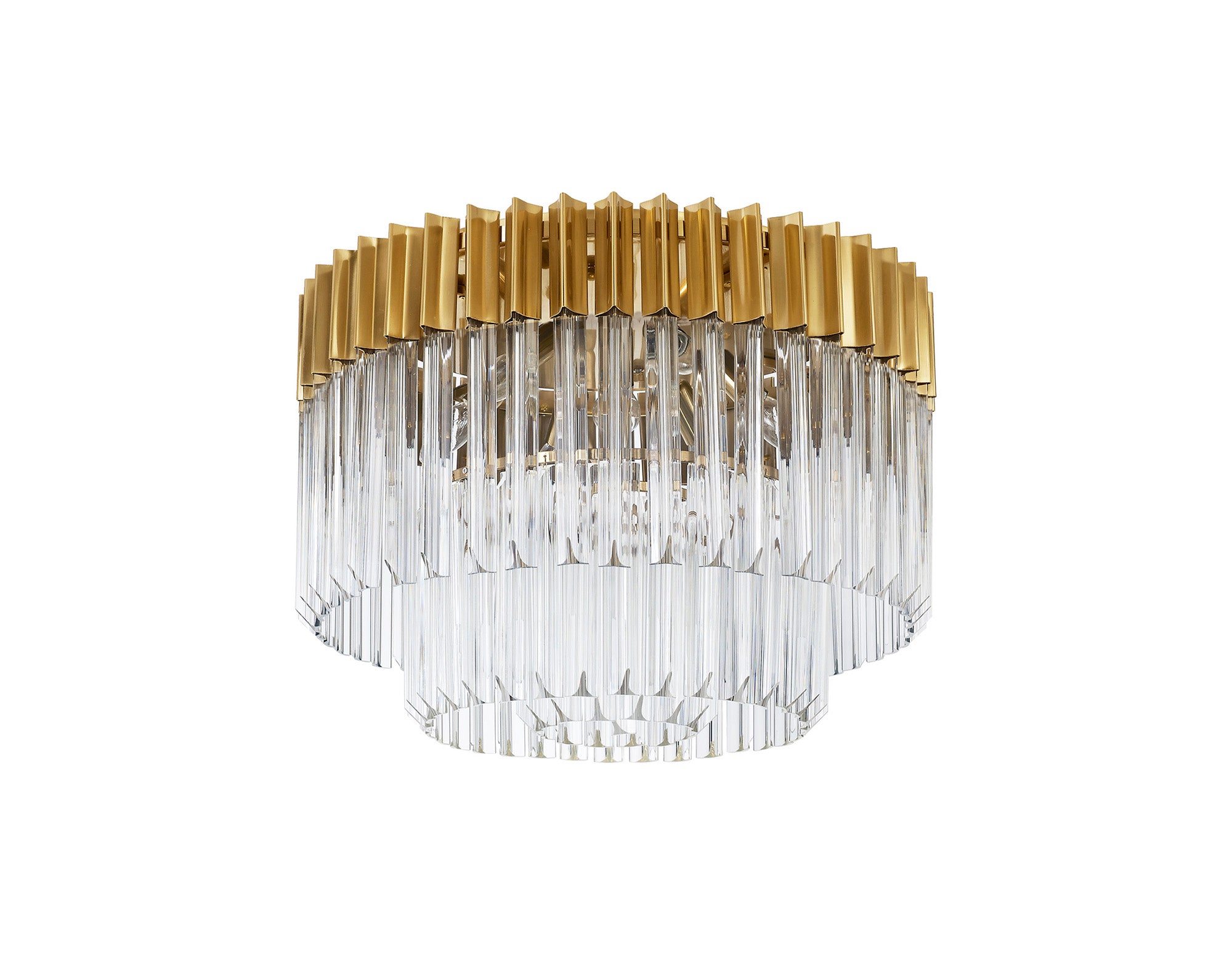 Knightsbridge Ceiling Round 7 Light E14, Brass/Clear Glass - LO182283. Item Weight: 15.3kg