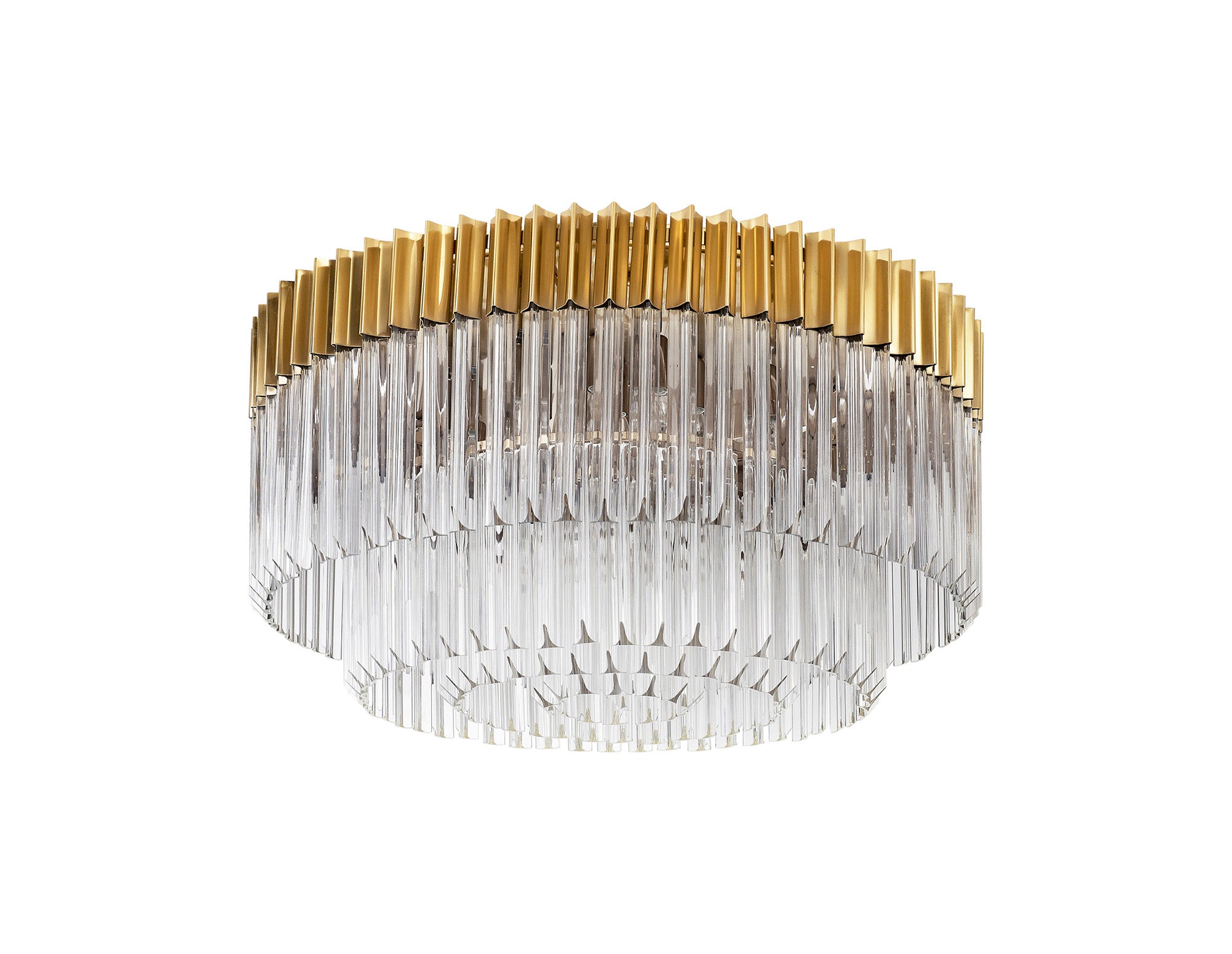 Knightsbridge Ceiling Round 12 Light E14, Brass/Clear Glass, Item Weight: 28.4kg - LO182293