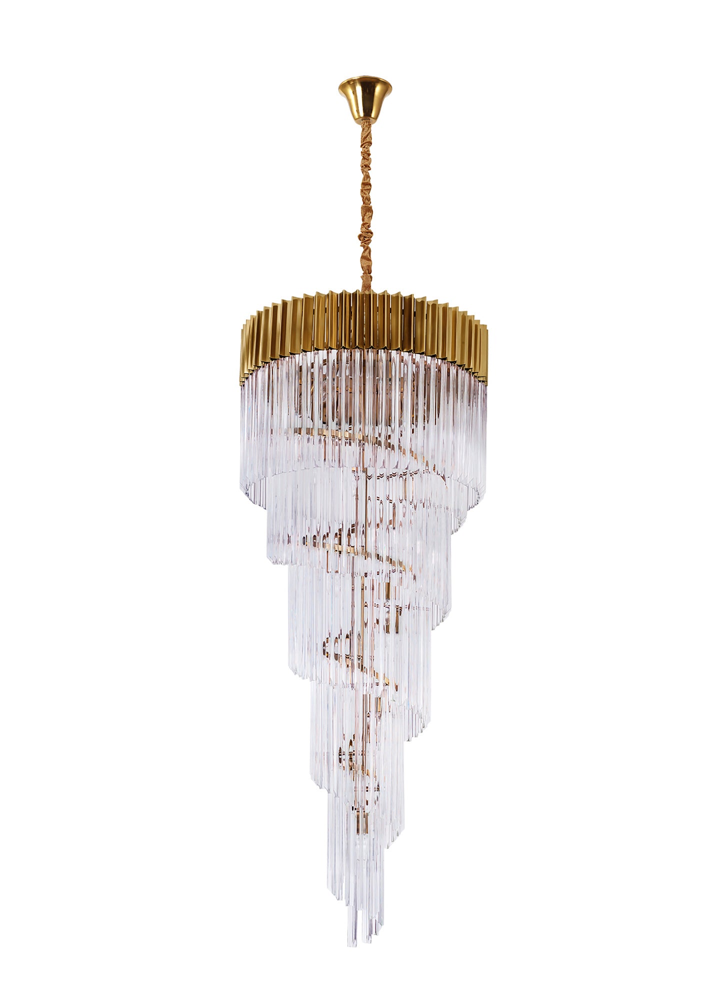 Knightsbridge Pendant Round 5 Tier 23 Light E14, Brass/Clear Glass - LO182313. Item Weight: 56.2kg