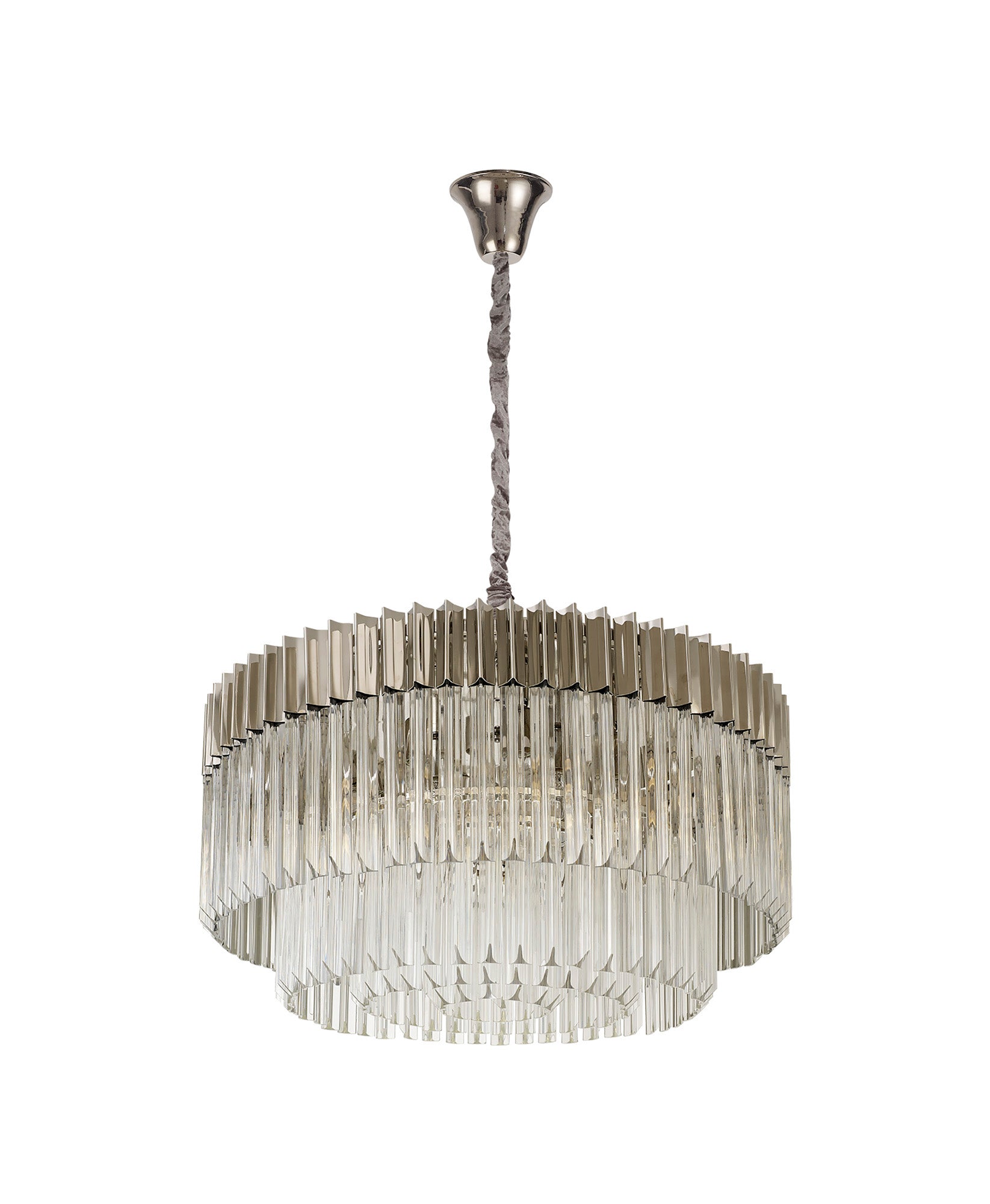 Knightsbridge Pendant Round 12 Light E14, Polished Nickel/Clear Glass - LO182353. Item Weight: 25.4kg