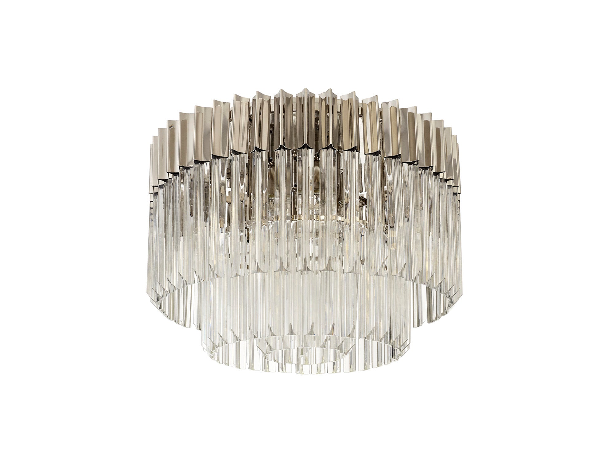 Knightsbridge Ceiling Round 7 Light E14, Polished Nickel/Clear Glass - LO182413. Item Weight: 15.3kg