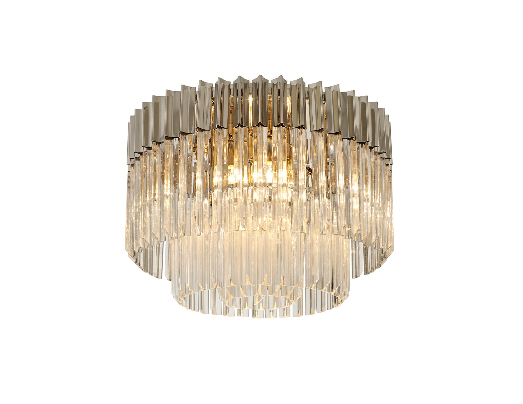 Knightsbridge Ceiling Round 7 Light E14, Polished Nickel/Clear Glass - LO182413. Item Weight: 15.3kg