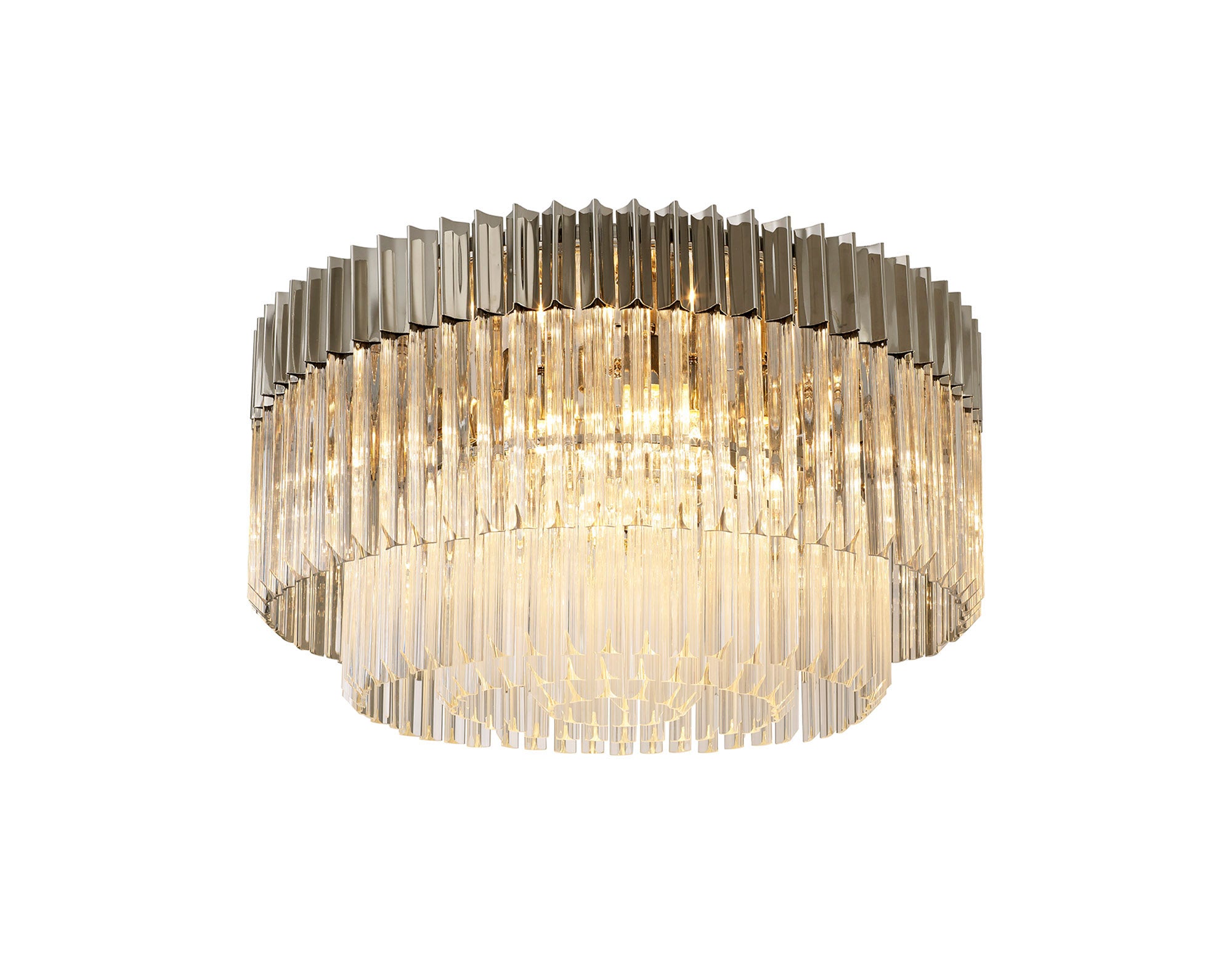 Knightsbridge Ceiling Round 12 Light E14, Polished Nickel/Clear Glass - LO182423. Item Weight: 28.4kg