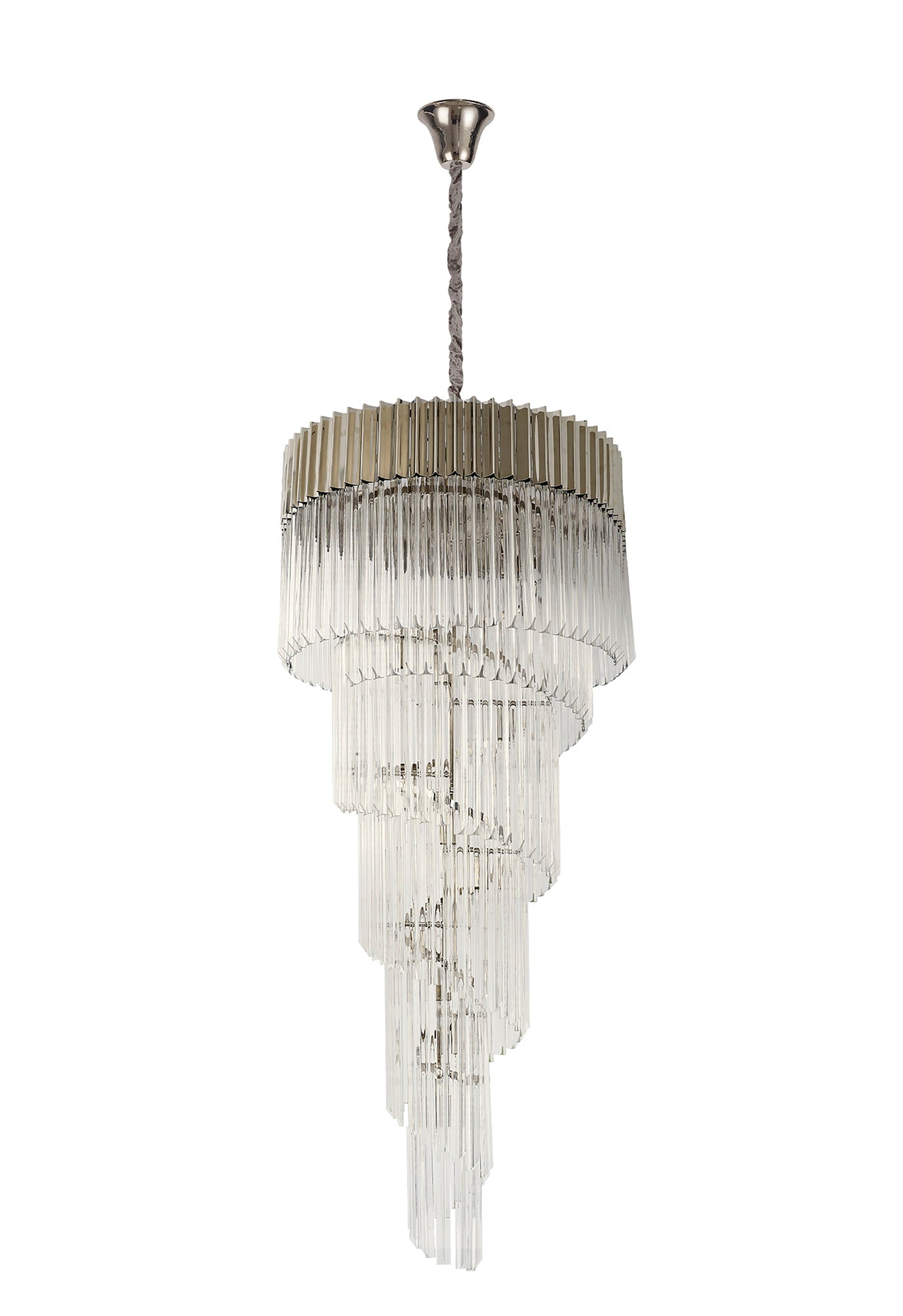 Knightsbridge Pendant Round 5 Tier 23 Light E14, Polished Nickel/Clear Glass - LO182433.Item Weight: 56.2kg
