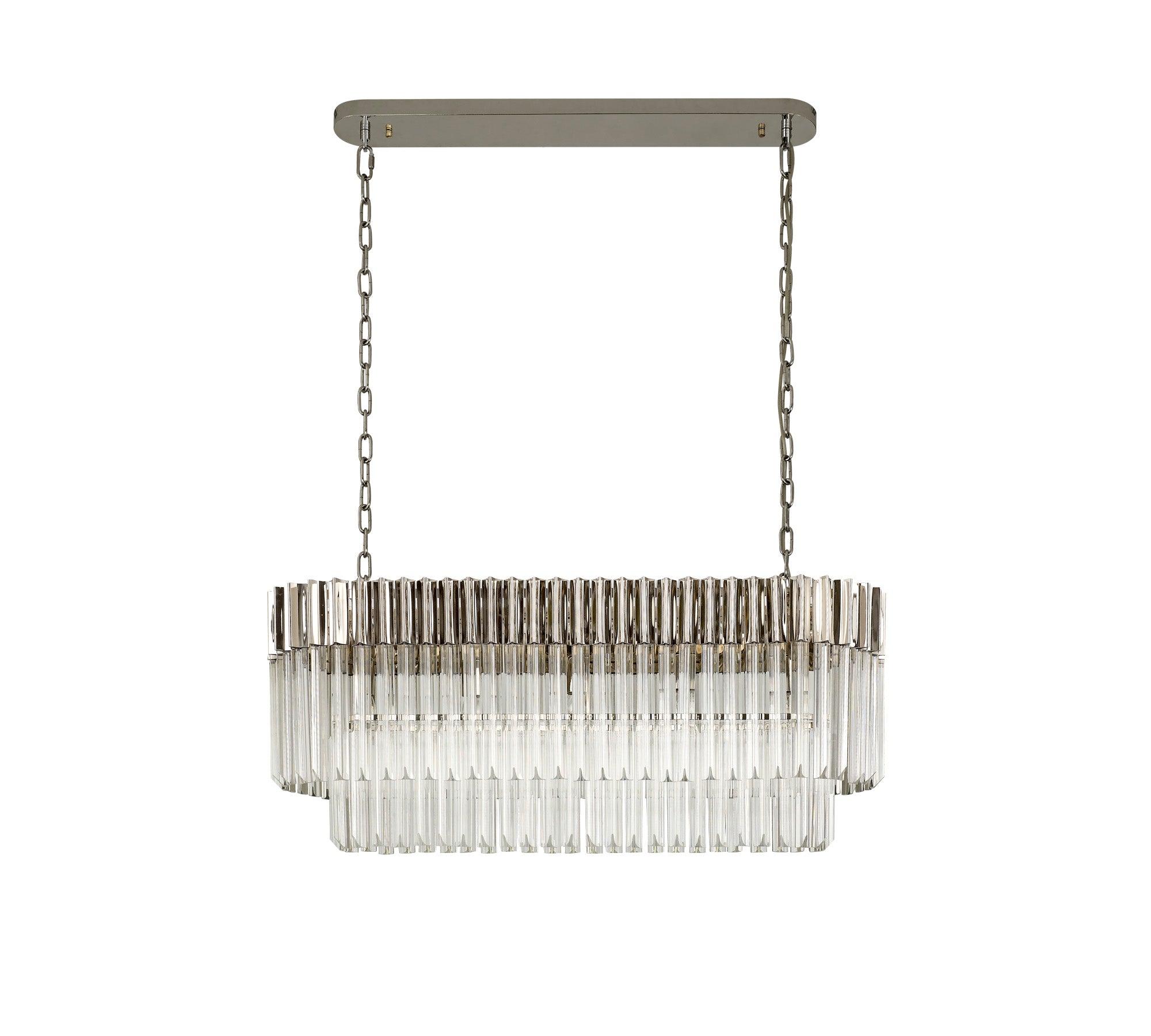 Knightsbridge Pendant Rectangle 5 Light E14, Polished Nickel/Clear Glass - LO182453. Item Weight: 21.2kg