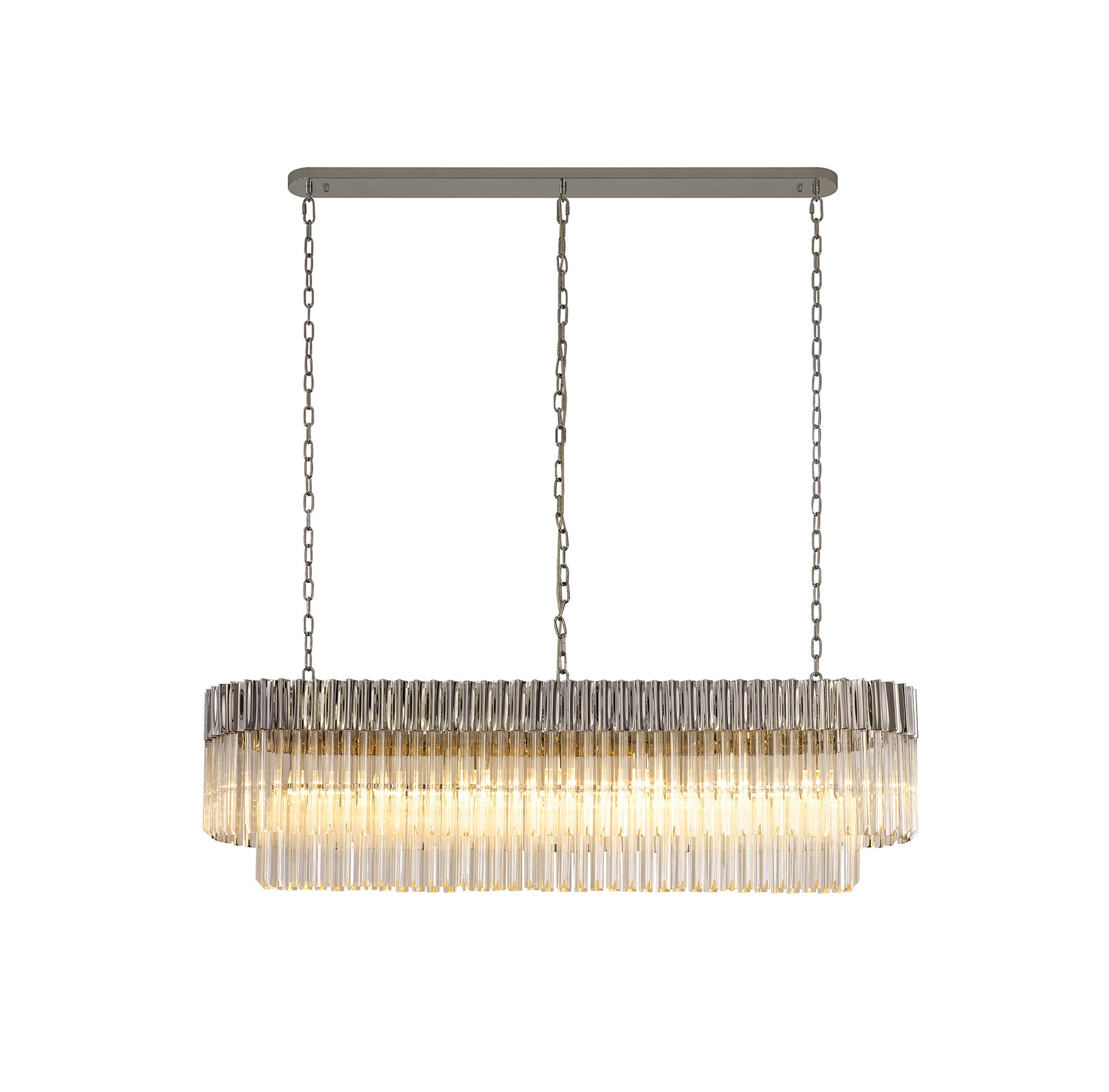 Knightsbridge Pendant Rectangle 7 Light E14, Polished Nickel/Clear Glass - LO182463.