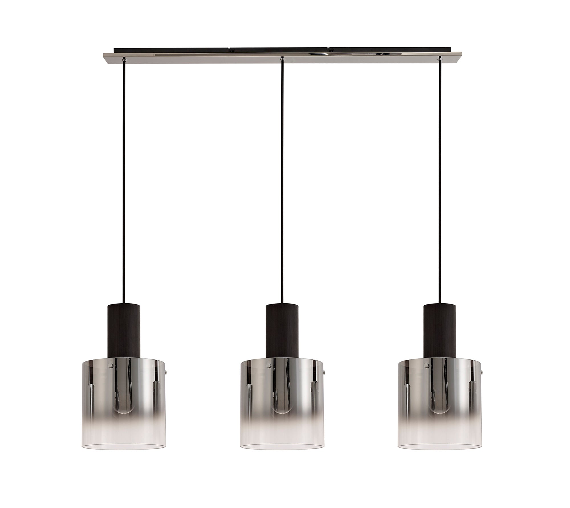 Lois Linear 3 Light Black & Chrome Smoked Glass Adjustable Pendant LO175903