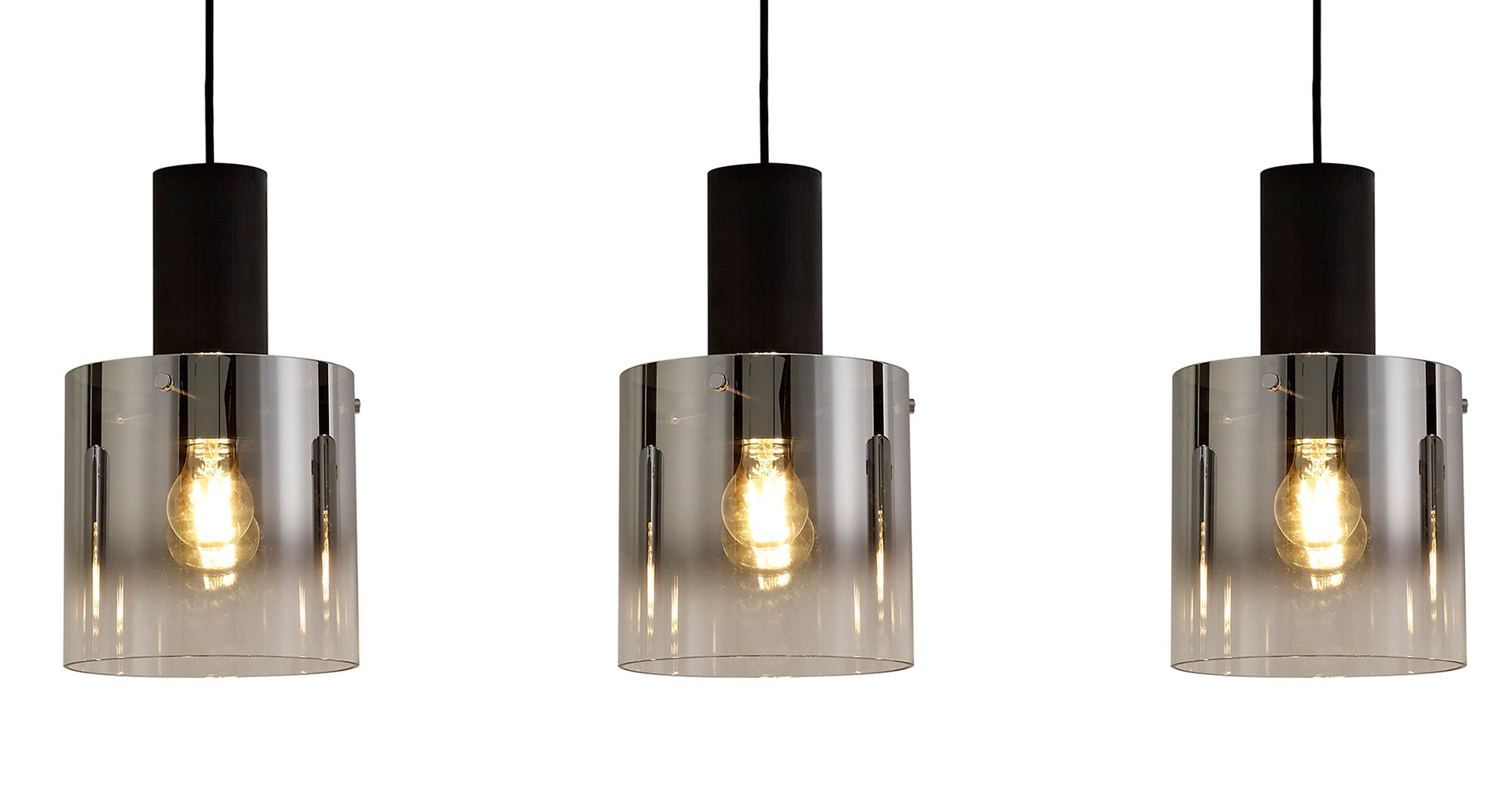 Lois Linear 3 Light Black & Chrome Smoked Glass Adjustable Pendant LO175903