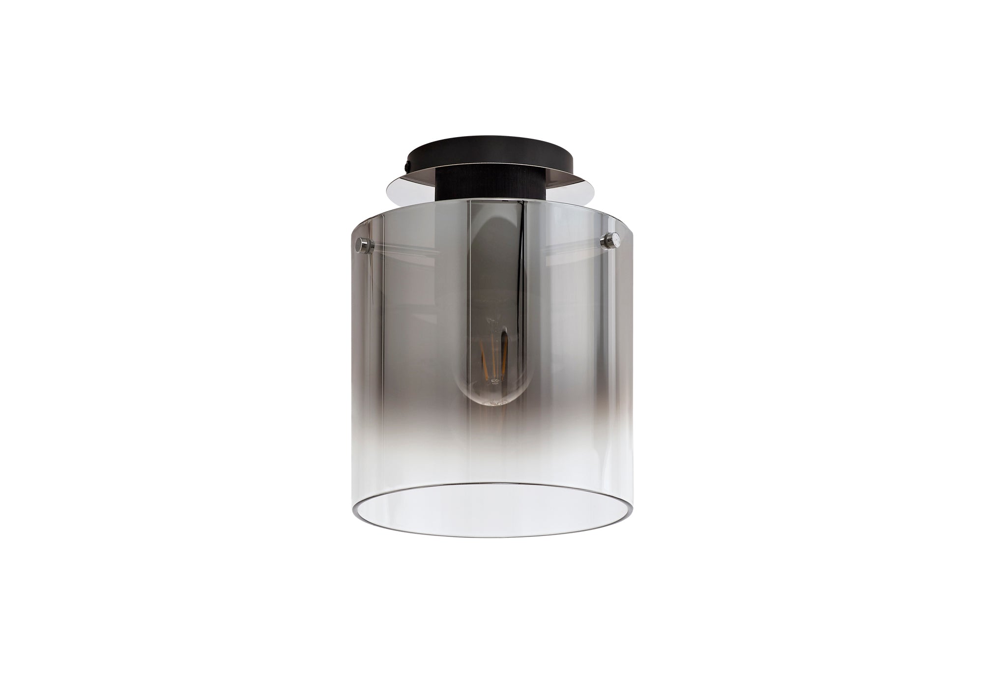 Lois 1 Light Black & Chrome Smoked Glass Flush Fitting LO175923