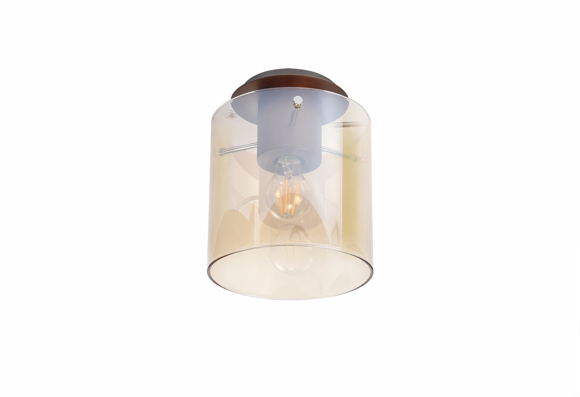 Lois 1 Light Mocha & Amber Smoked Glass Flush Fitting LO182643