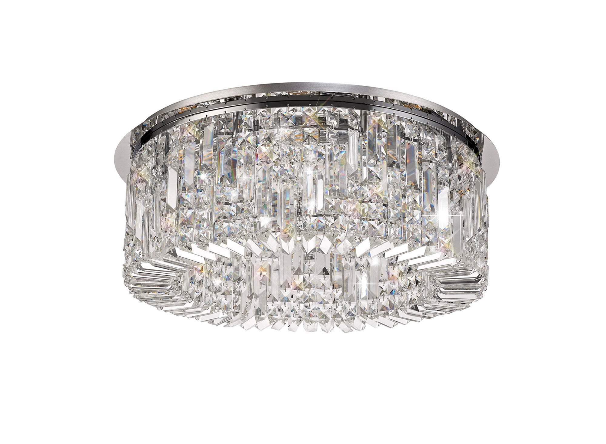 Mayfair 65cm Round Flush Chandelier, 8 Light E14, Polished Chrome/Crystal LO178053