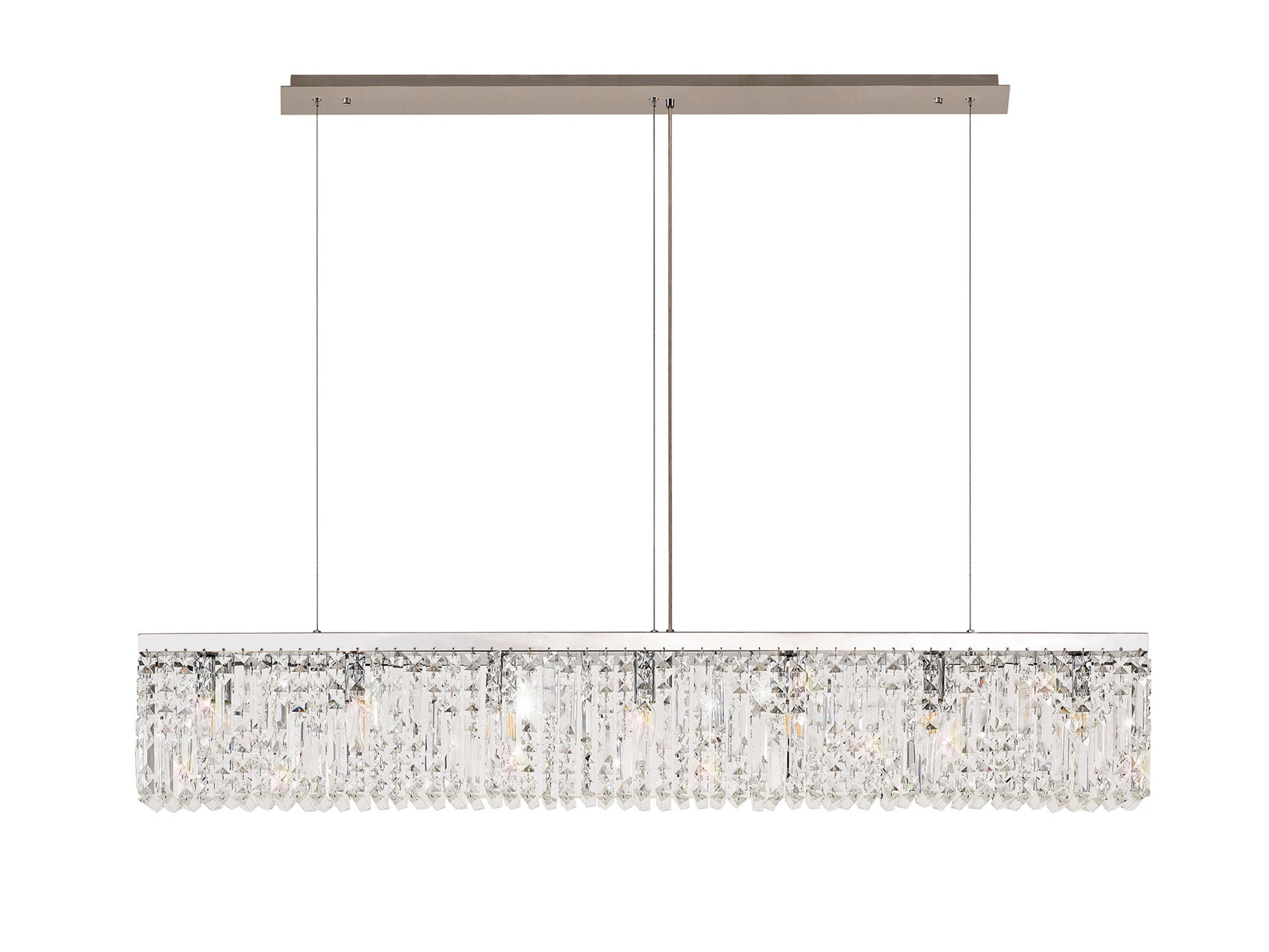 Mayfair 138x9cm Linear Pendant Chandelier, 7 Light E14, Polished Chrome/Crystal - LO178103