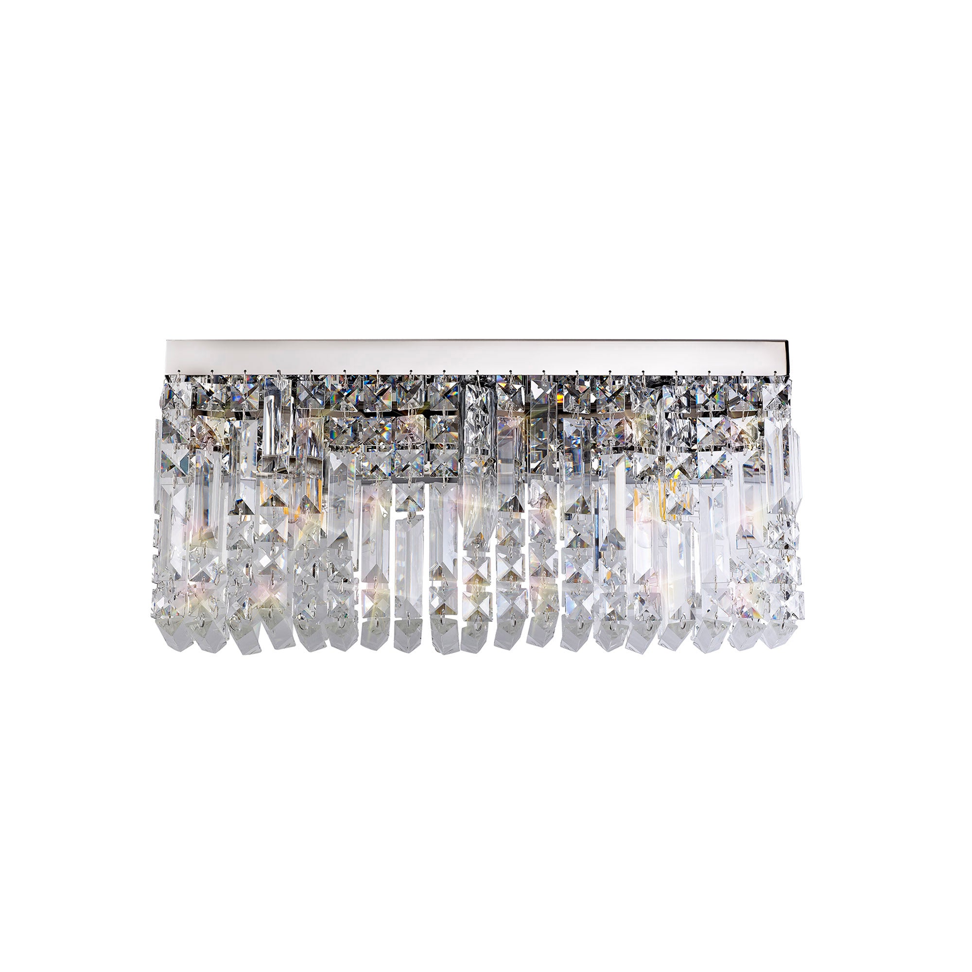 Mayfair 50x24cm Rectangular Large Wall Lamp, 3 Light E14, Polished Chrome/Crystal LO178123